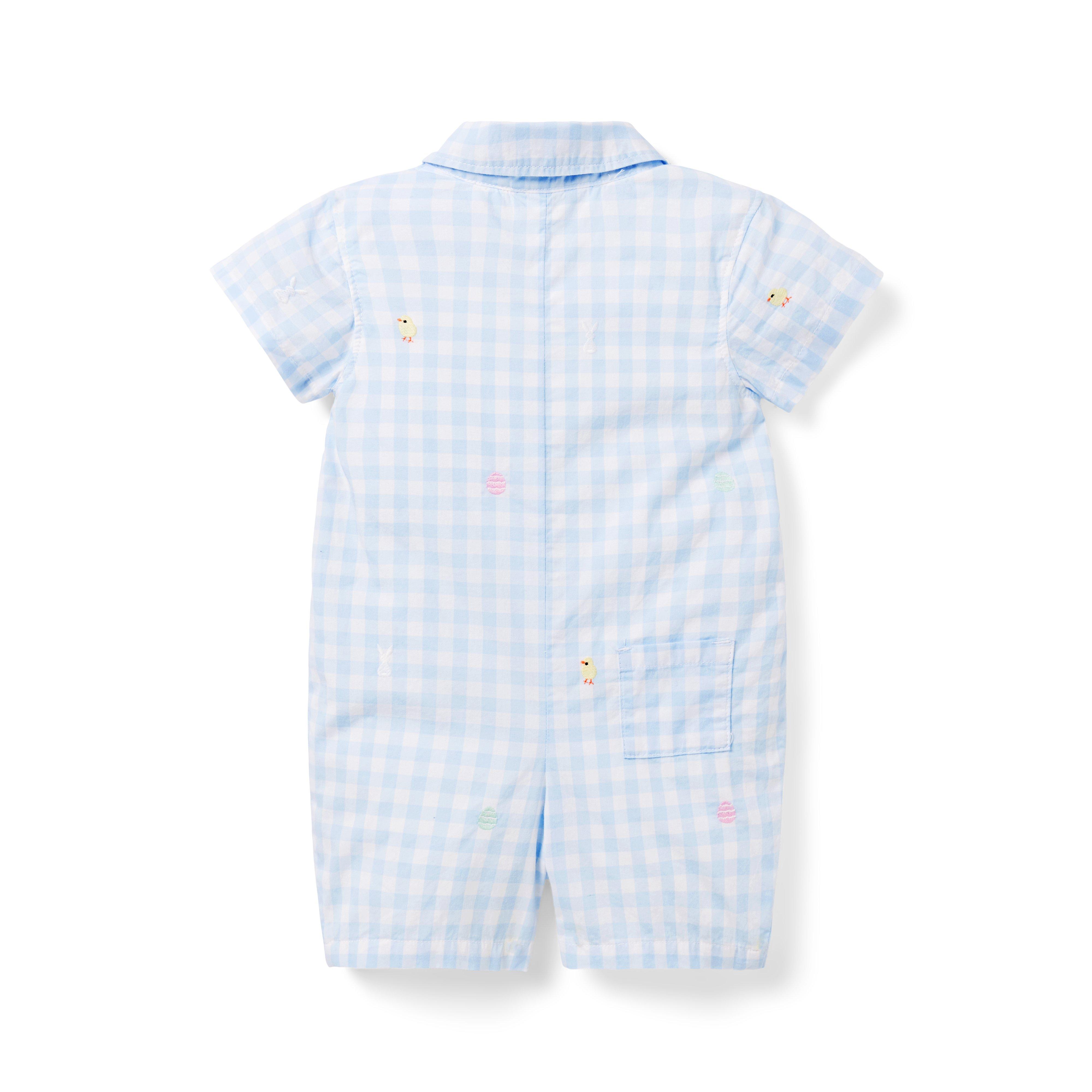 The Embroidered Gingham Baby Romper image number 1