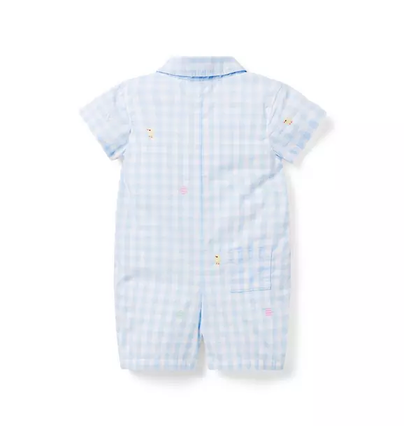 The Embroidered Gingham Baby Romper image number 1