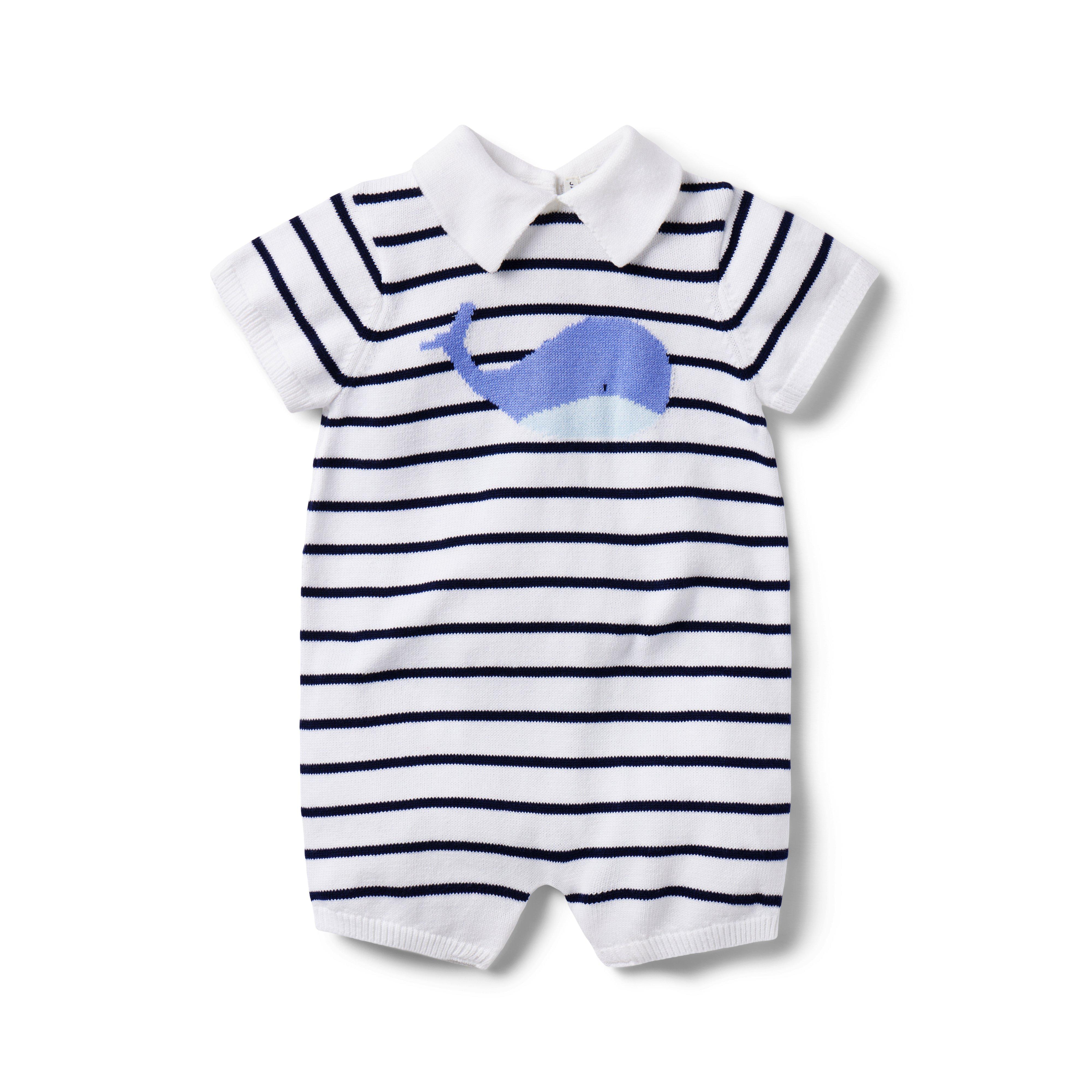 Baby Whale Striped Sweater Romper image number 0