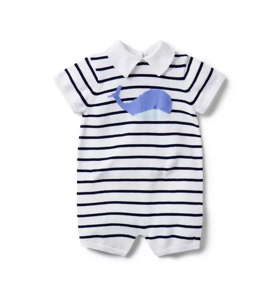 Baby Whale Striped Sweater Romper image number 0