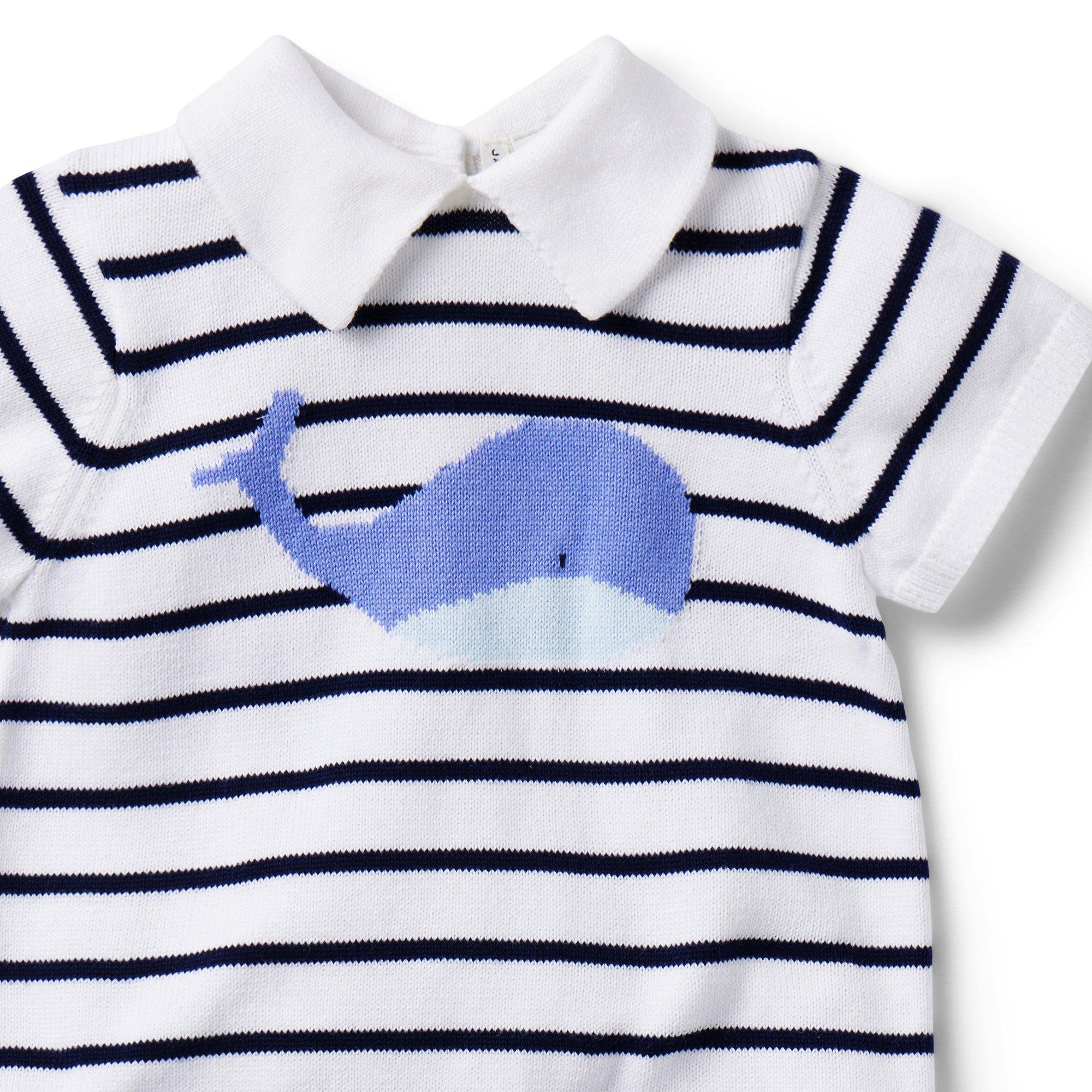 Baby Whale Striped Sweater Romper image number 2