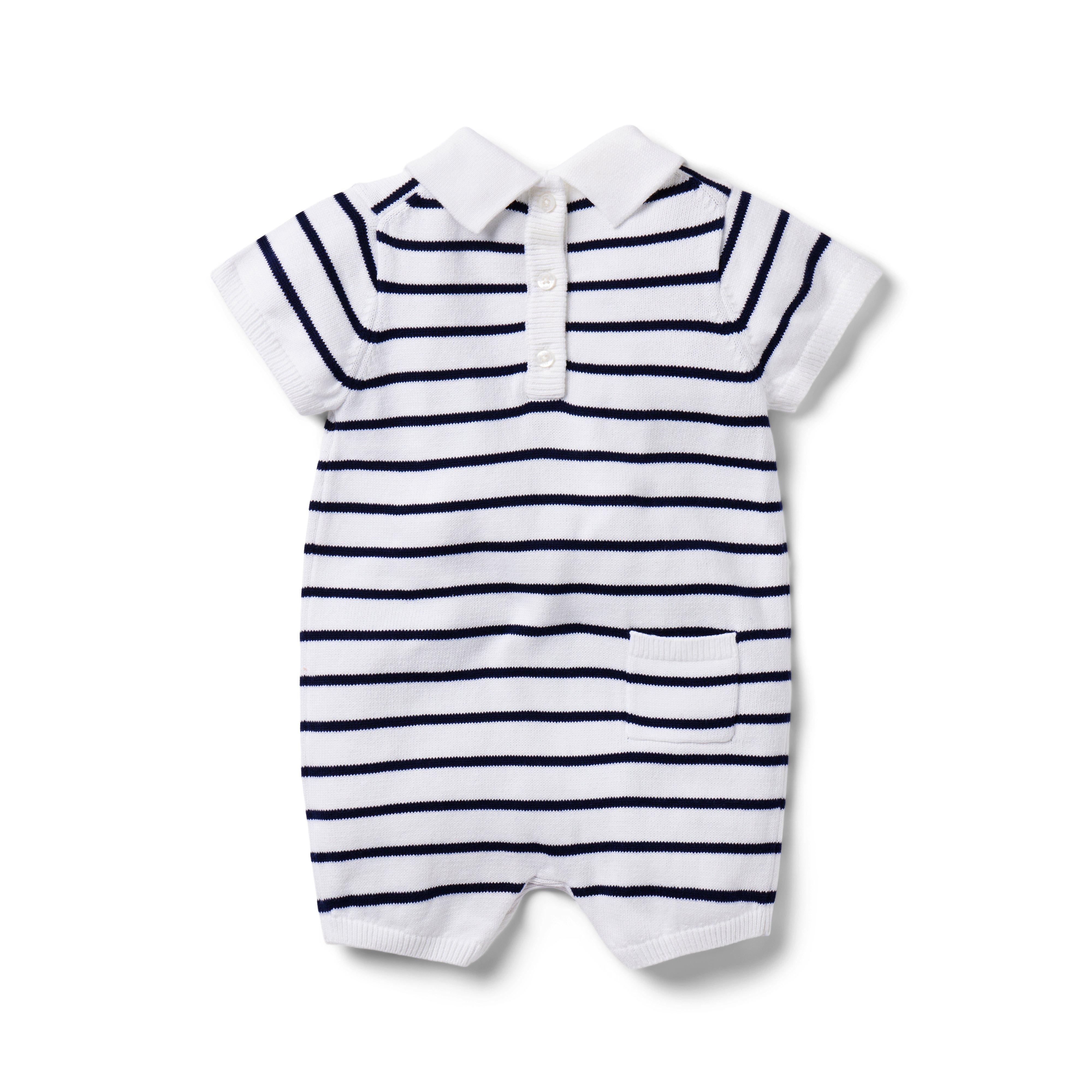 Baby Whale Striped Sweater Romper image number 1