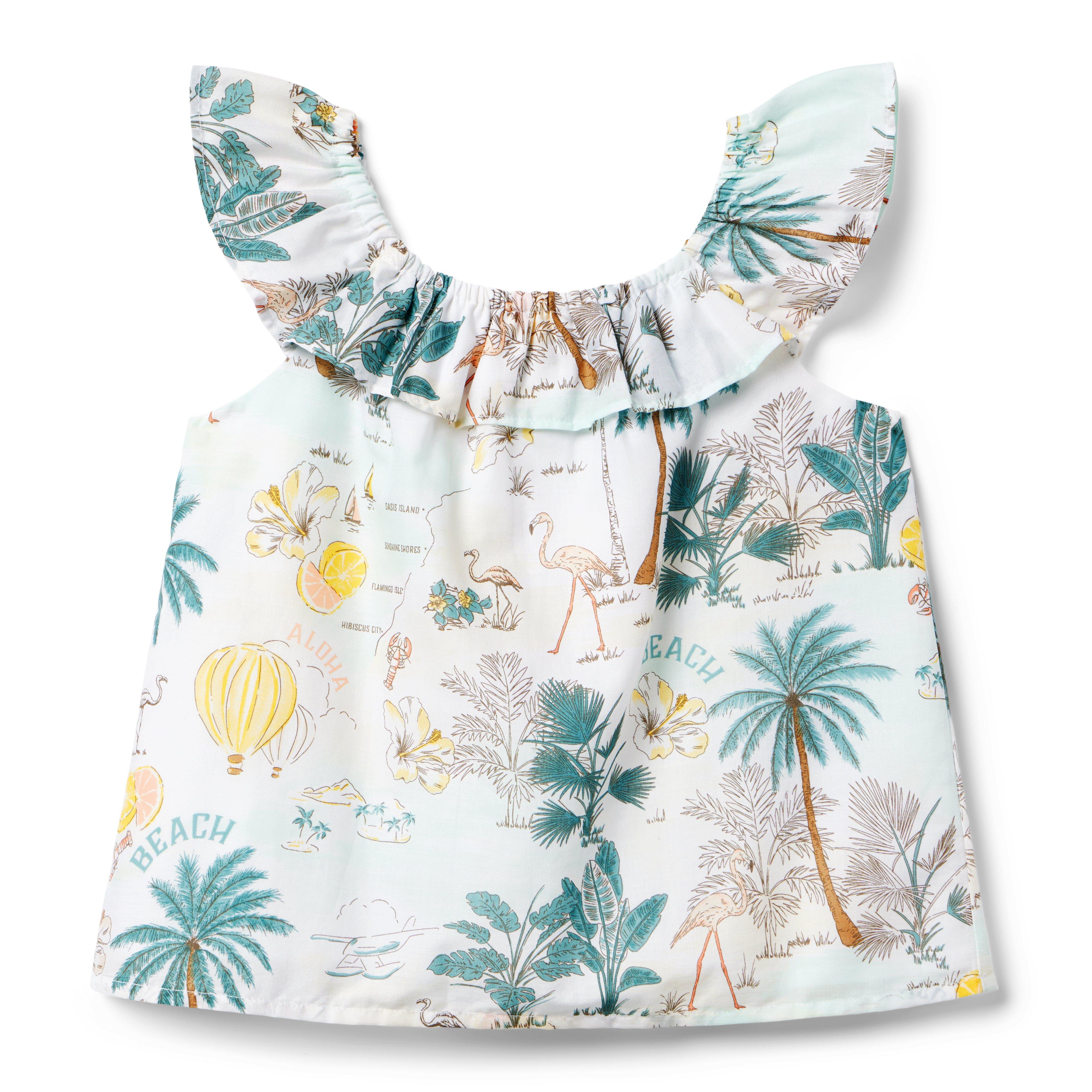 Girl White Tropical Island Tropical Island Ruffle Top by Janie and Jack