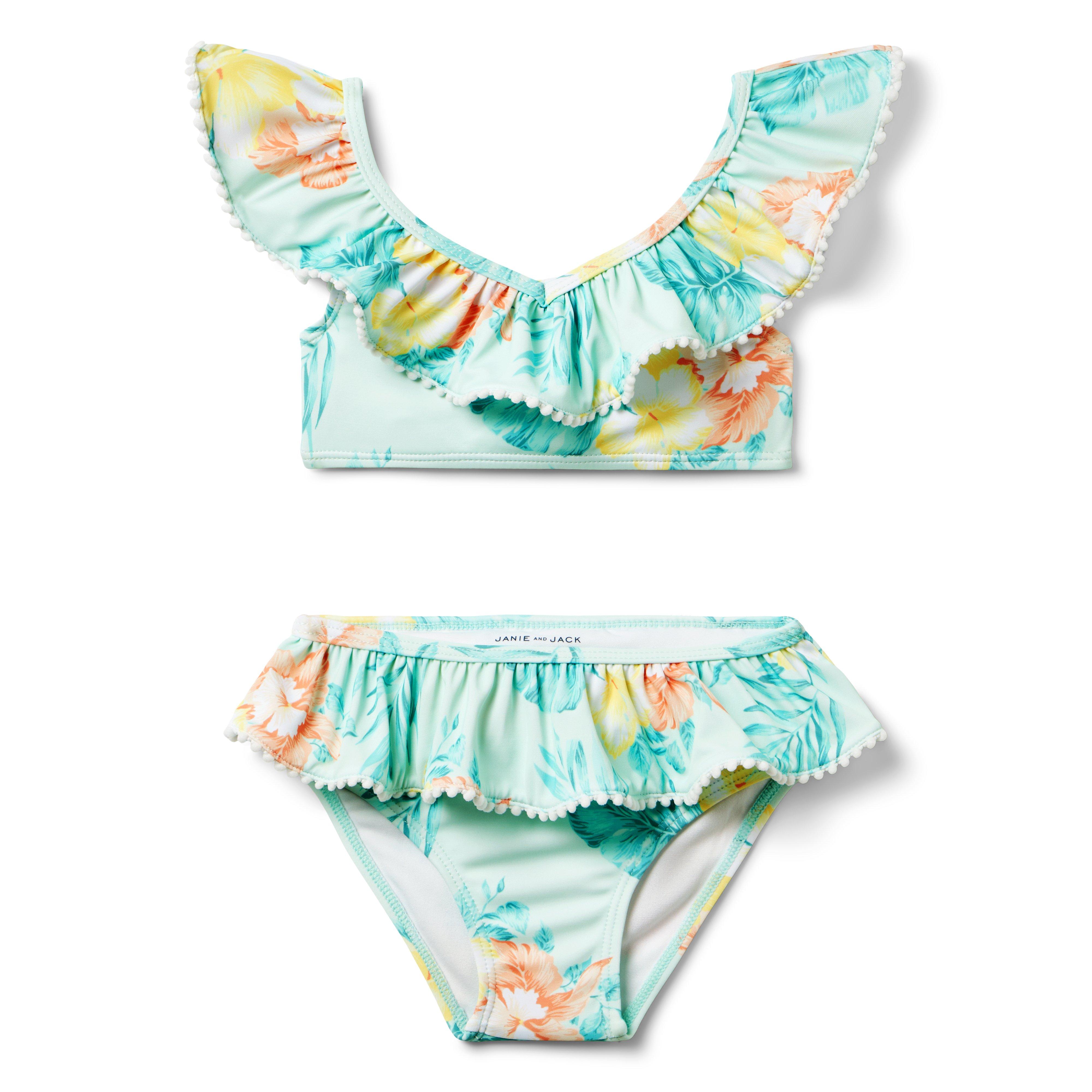 Girl Mint Hibiscus Recycled Hibiscus 2 Piece Swimsuit by Janie and Jack