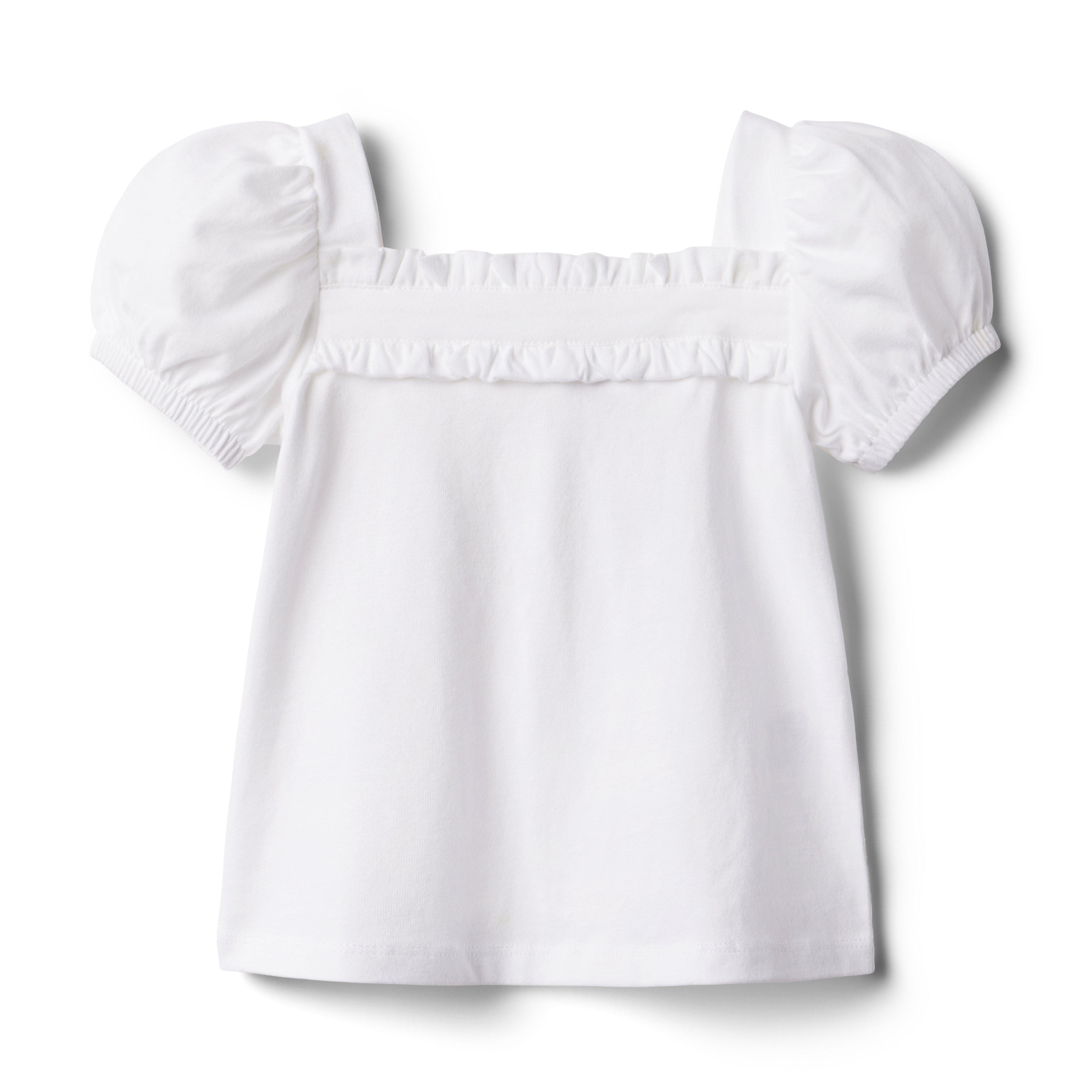 Puff Sleeve Ruffle Jersey Top