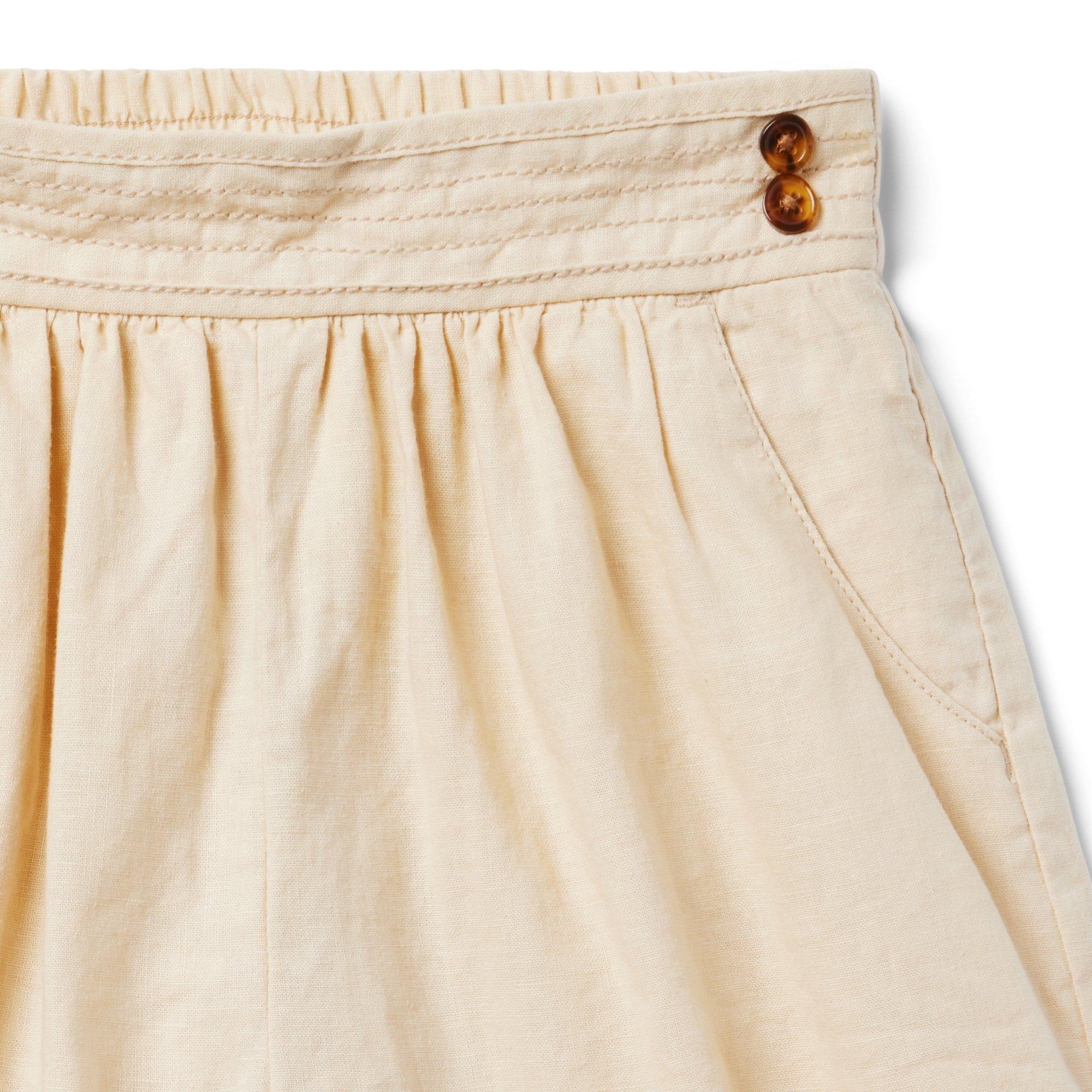 Linen-Cotton Button Short