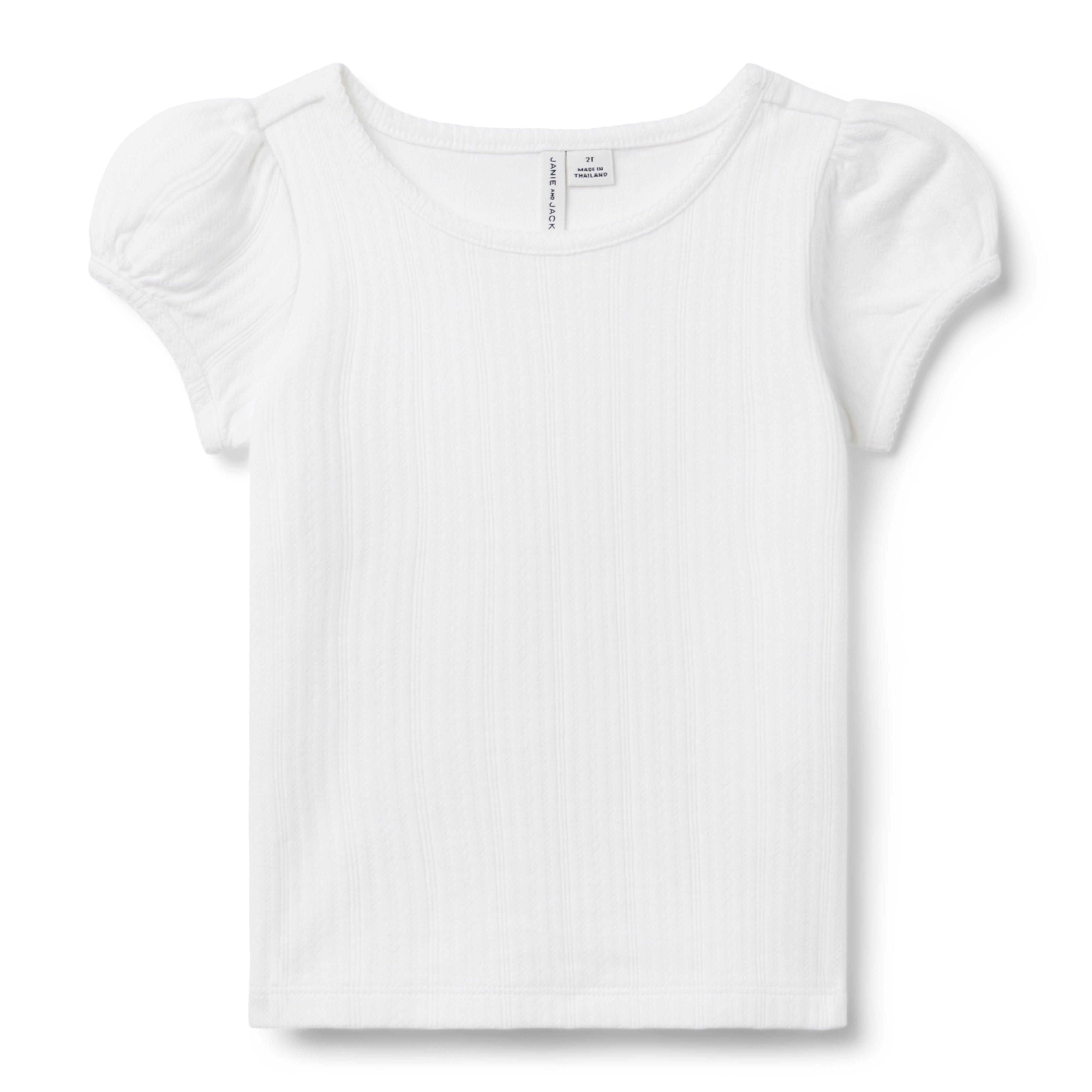 Pointelle Button-Front T-Shirt