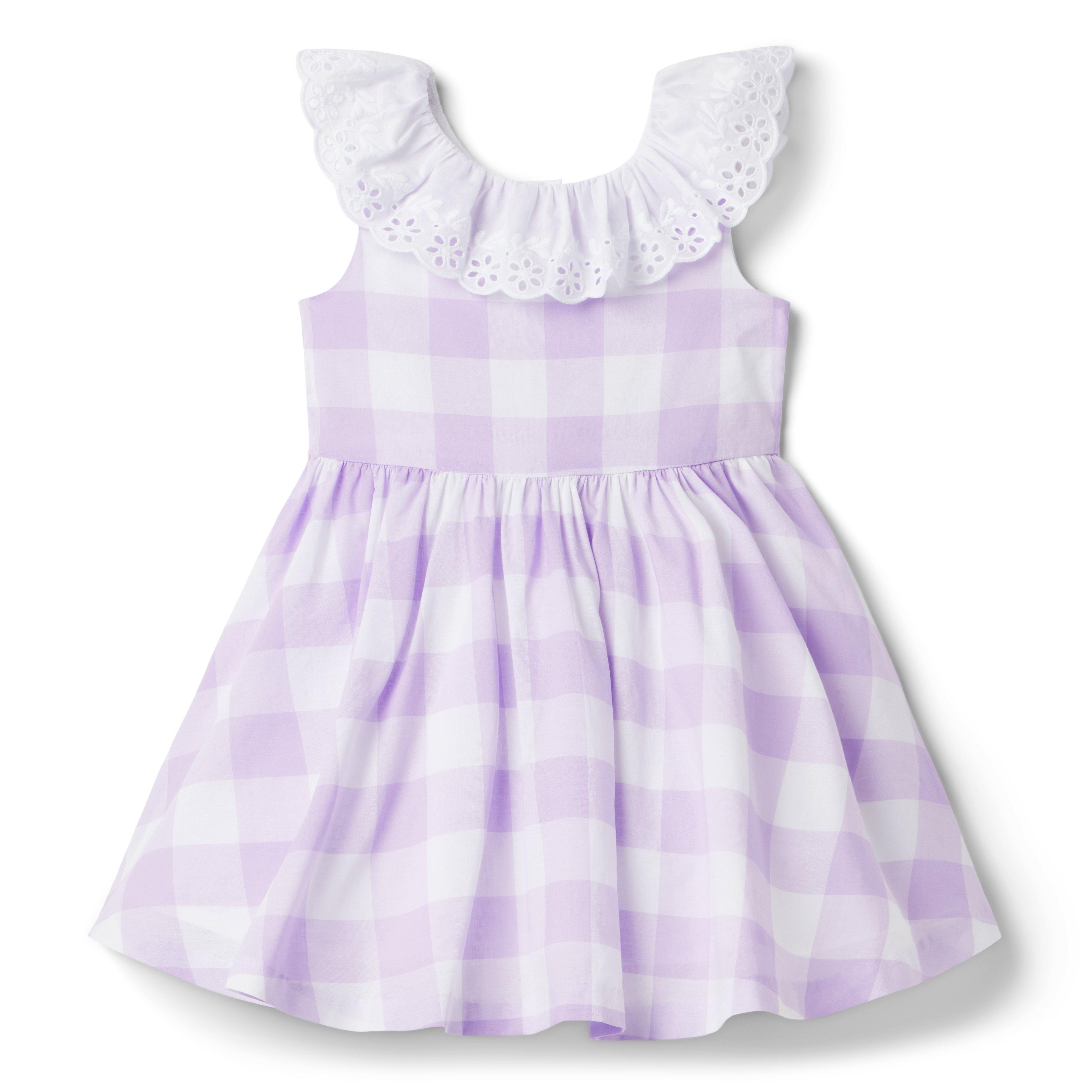 Gingham Eyelet Collar Dress