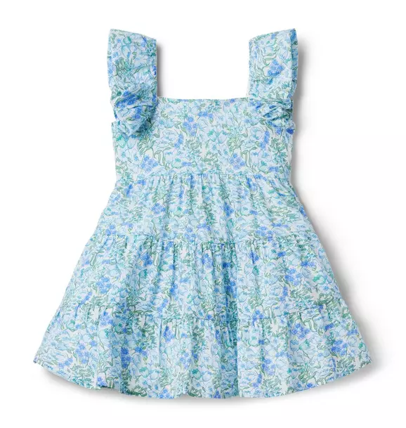 Floral Bubble Sleeve Tiered Dress image number 0