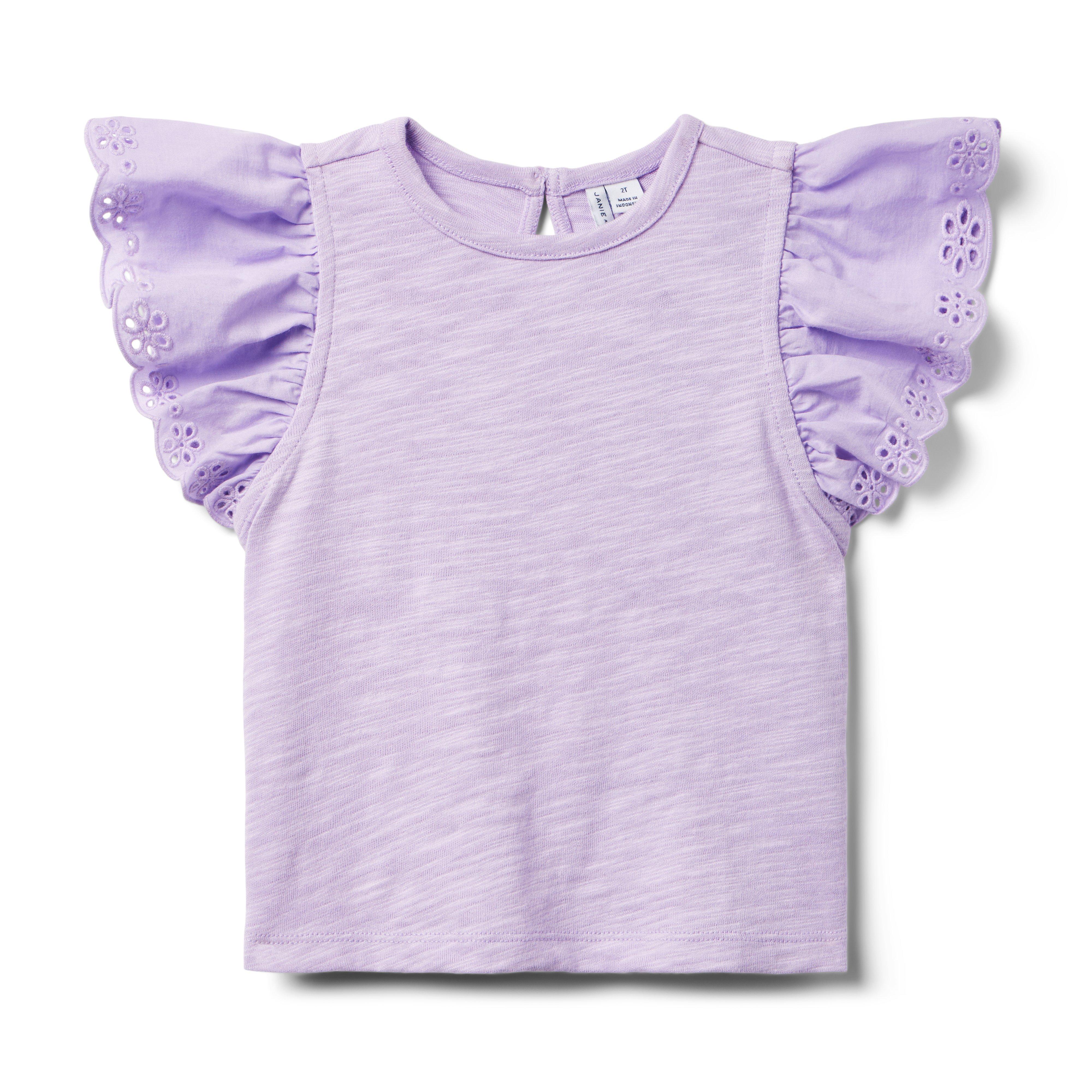 Girl Orchid Breeze Eyelet Ruffle Sleeve Top by Janie and Jack