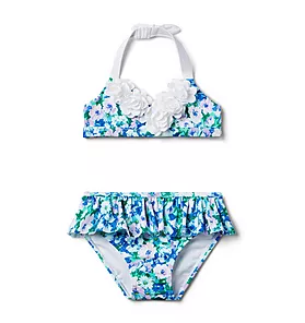 Recycled Floral Rosette 2-Piece Swimsuit