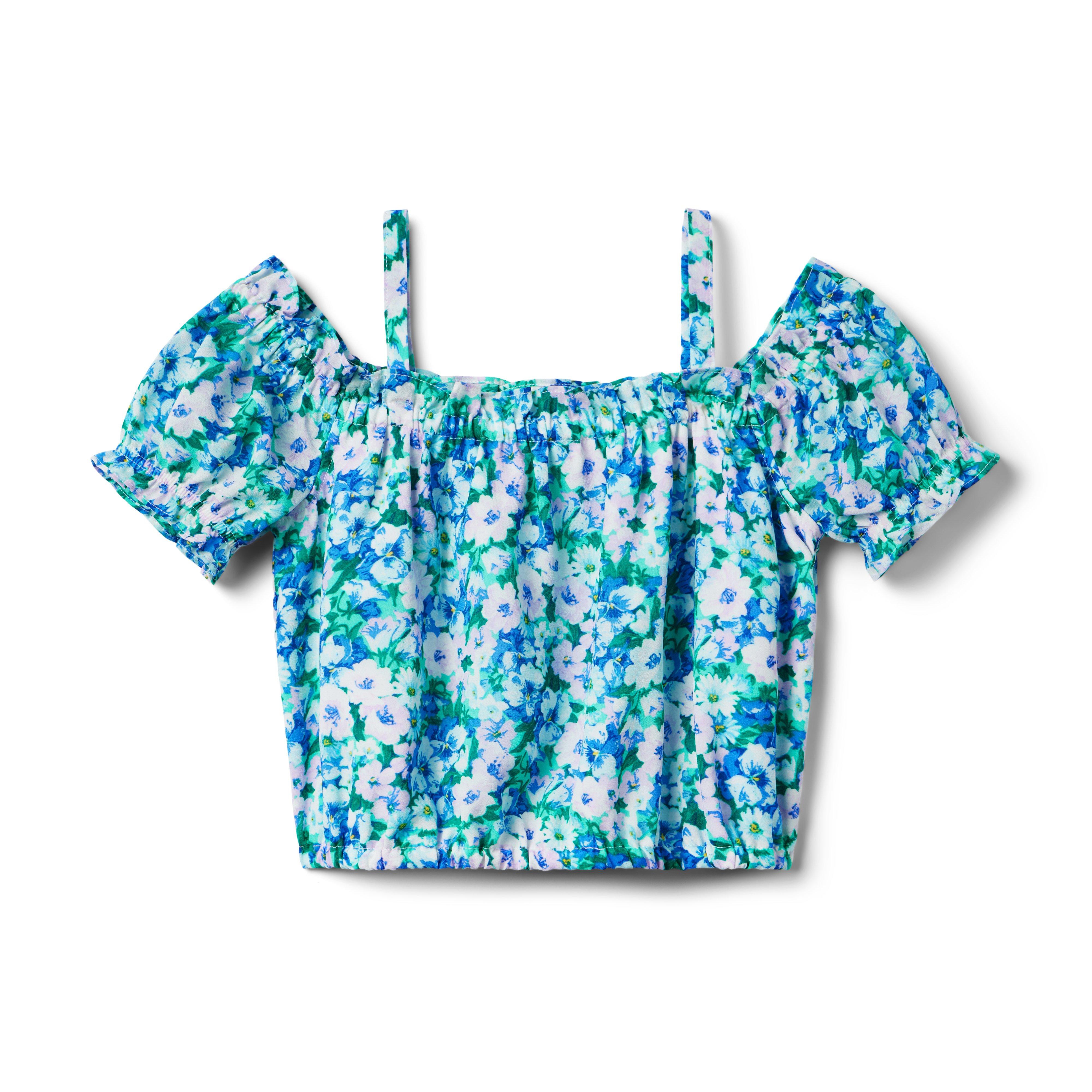 Floral Cold Shoulder Chiffon Top