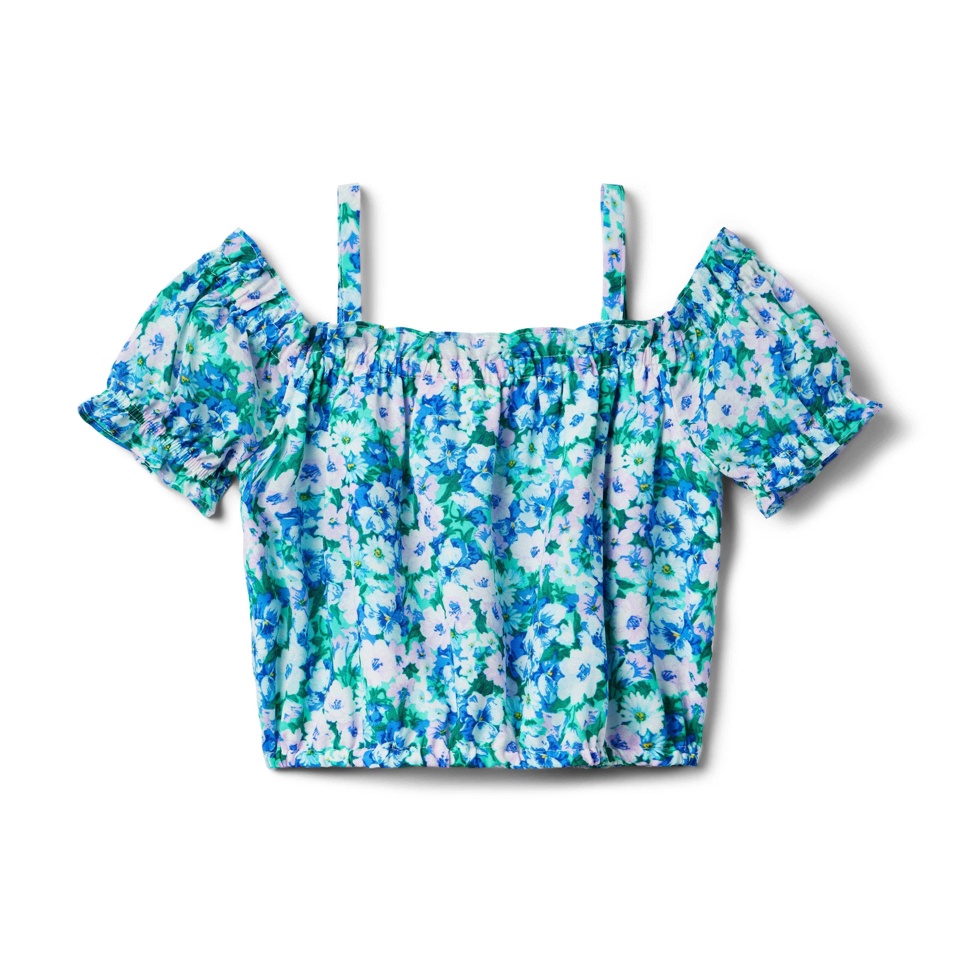 Floral Cold Shoulder Chiffon Top image number 1