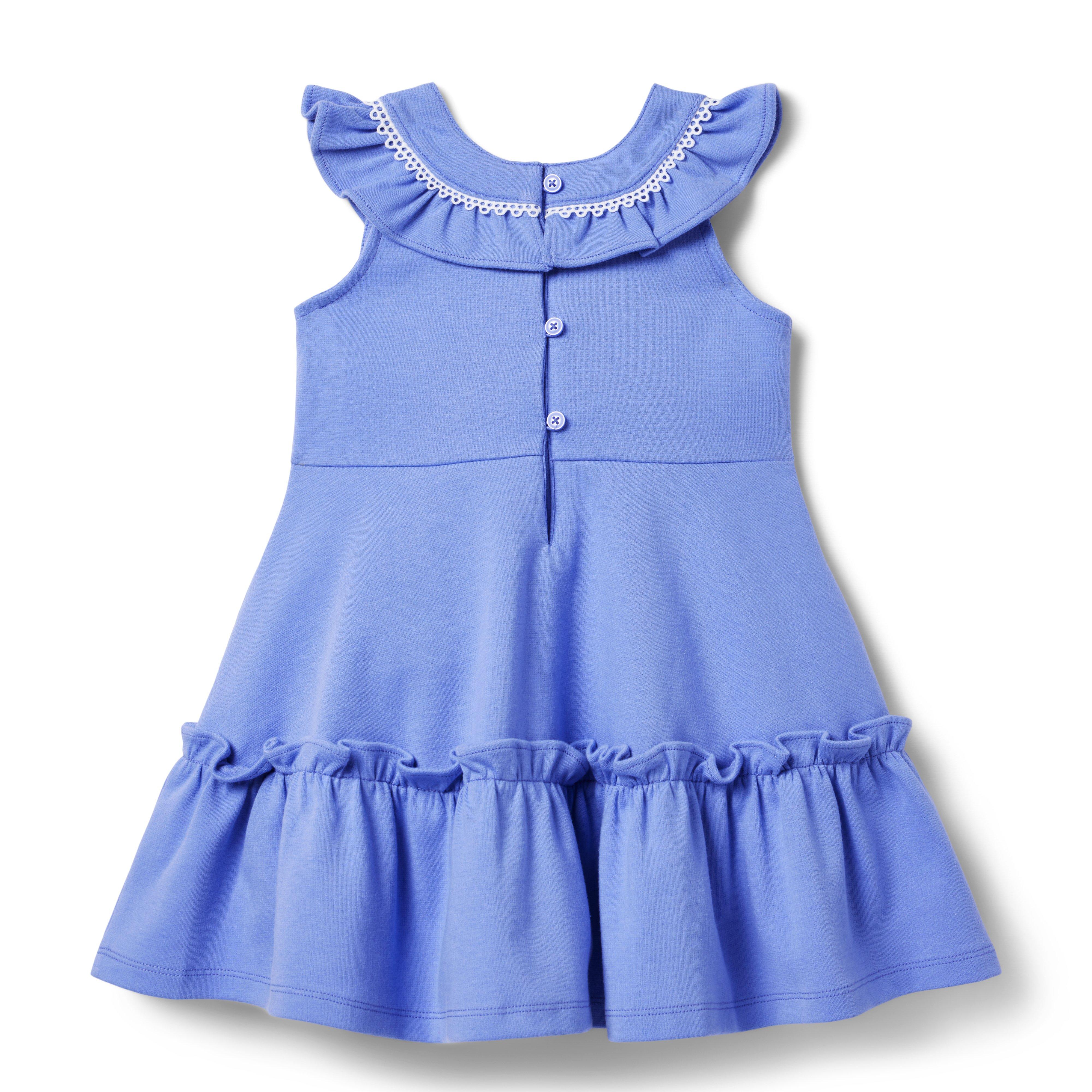 Girl Deep Periwinkle Circle Trim Ruffle Ponte Dress by Janie and Jack