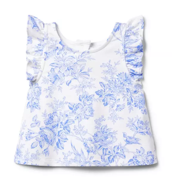 Floral Toile Ruffle Sleeve Top image number 0