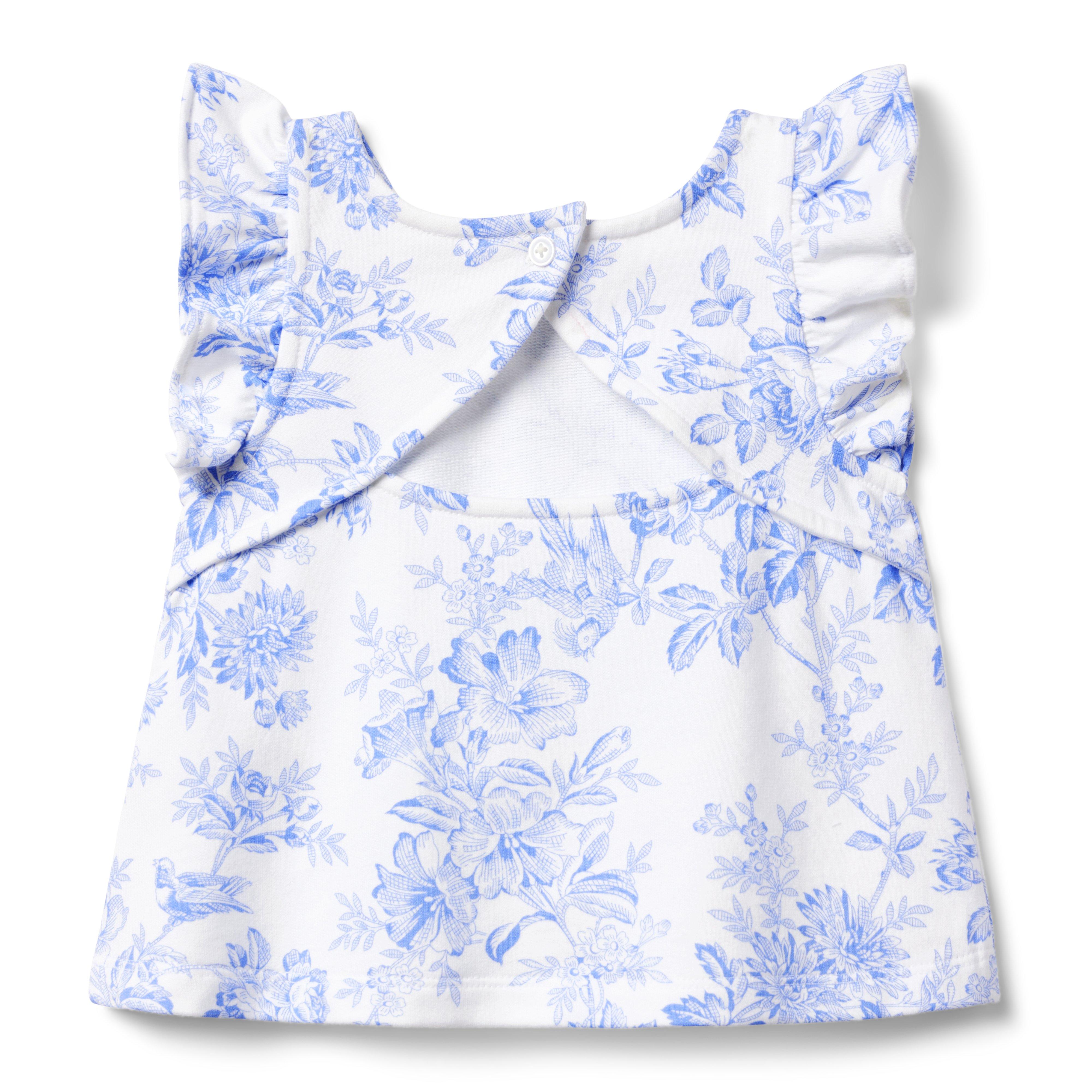 Floral Toile Ruffle Sleeve Top image number 1