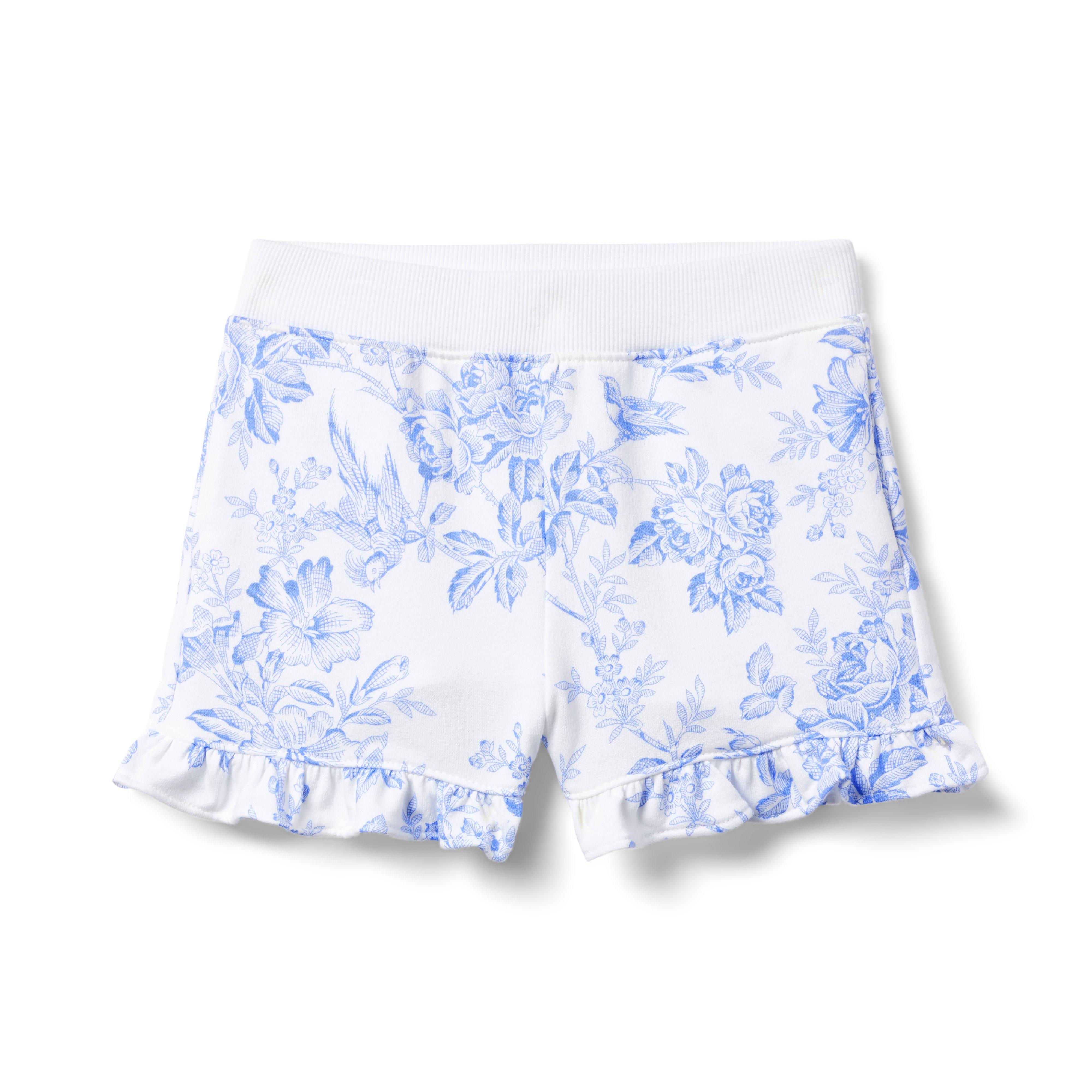 Floral Toile Ruffle Hem Short