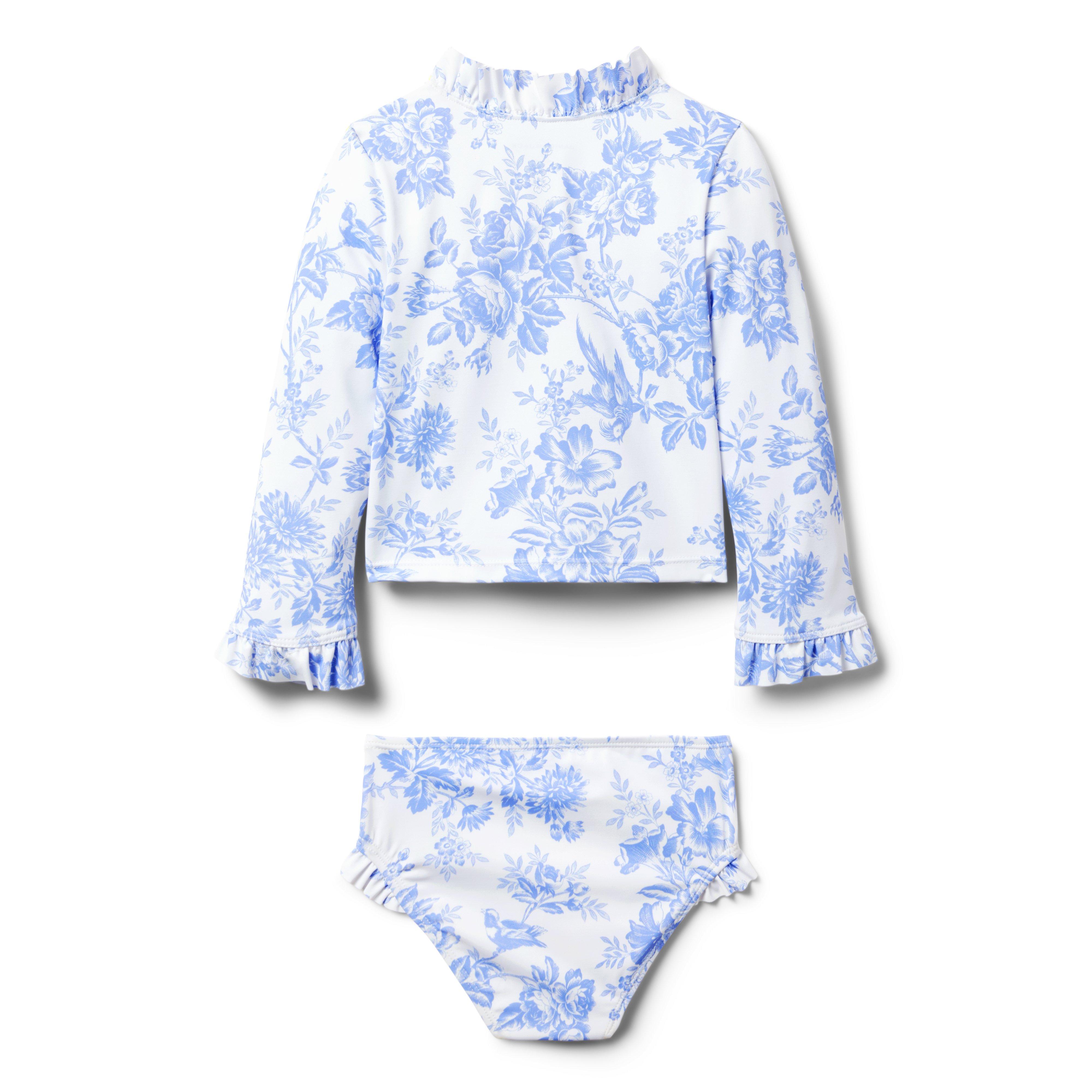 Recycled Floral Toile Rash Guard Swimsuit image number 1