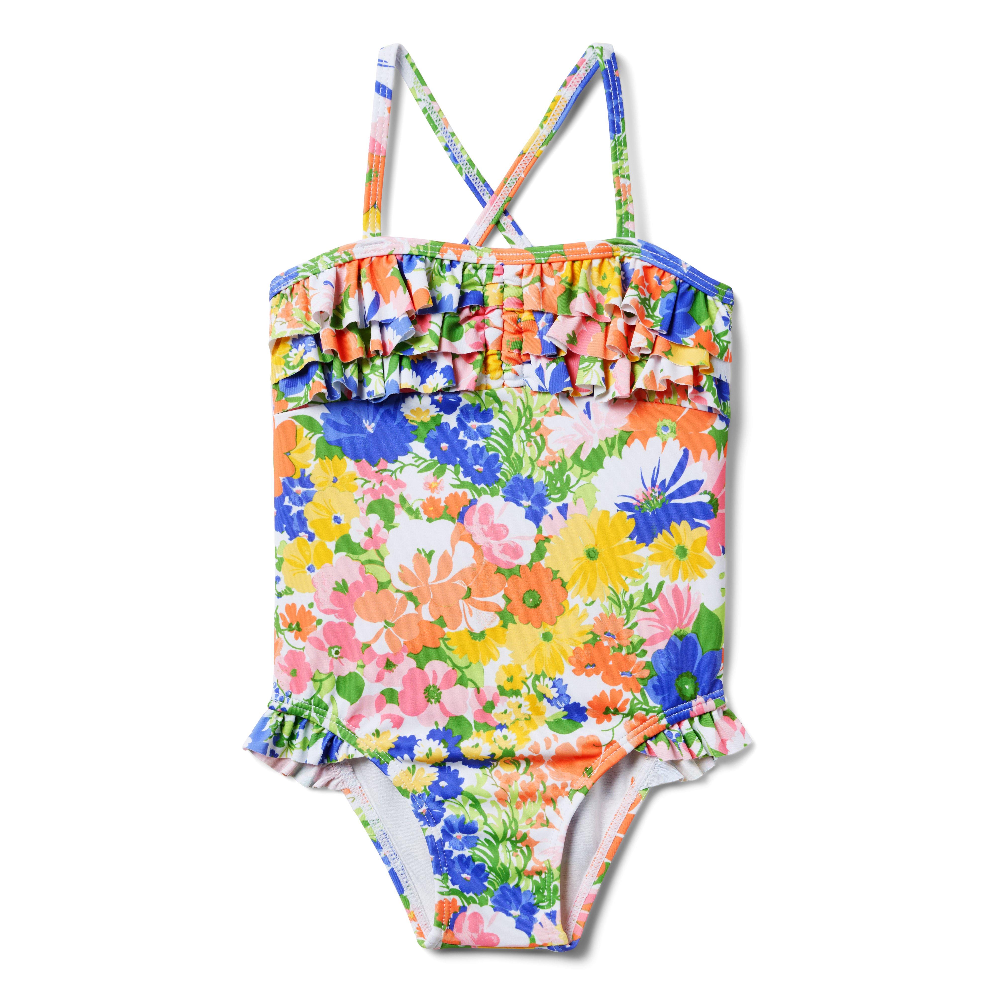 Recycled Floral Tiered Ruffle Swimsuit image number 0