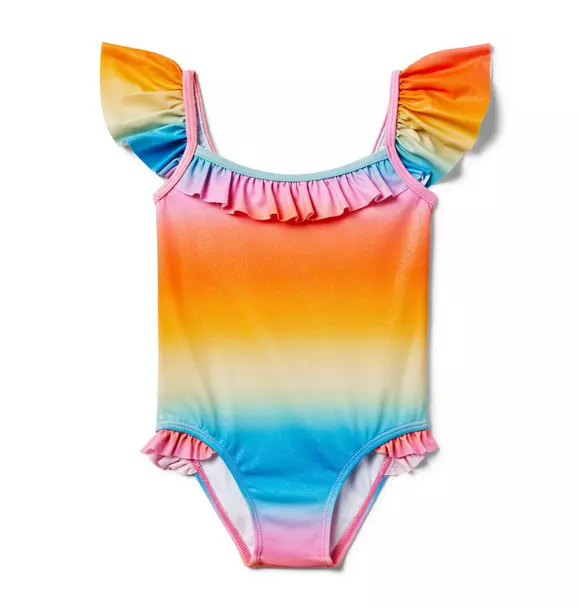 Recycled Rainbow Ruffle Swimsuit image number 0