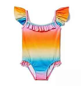 Recycled Rainbow Ruffle Swimsuit