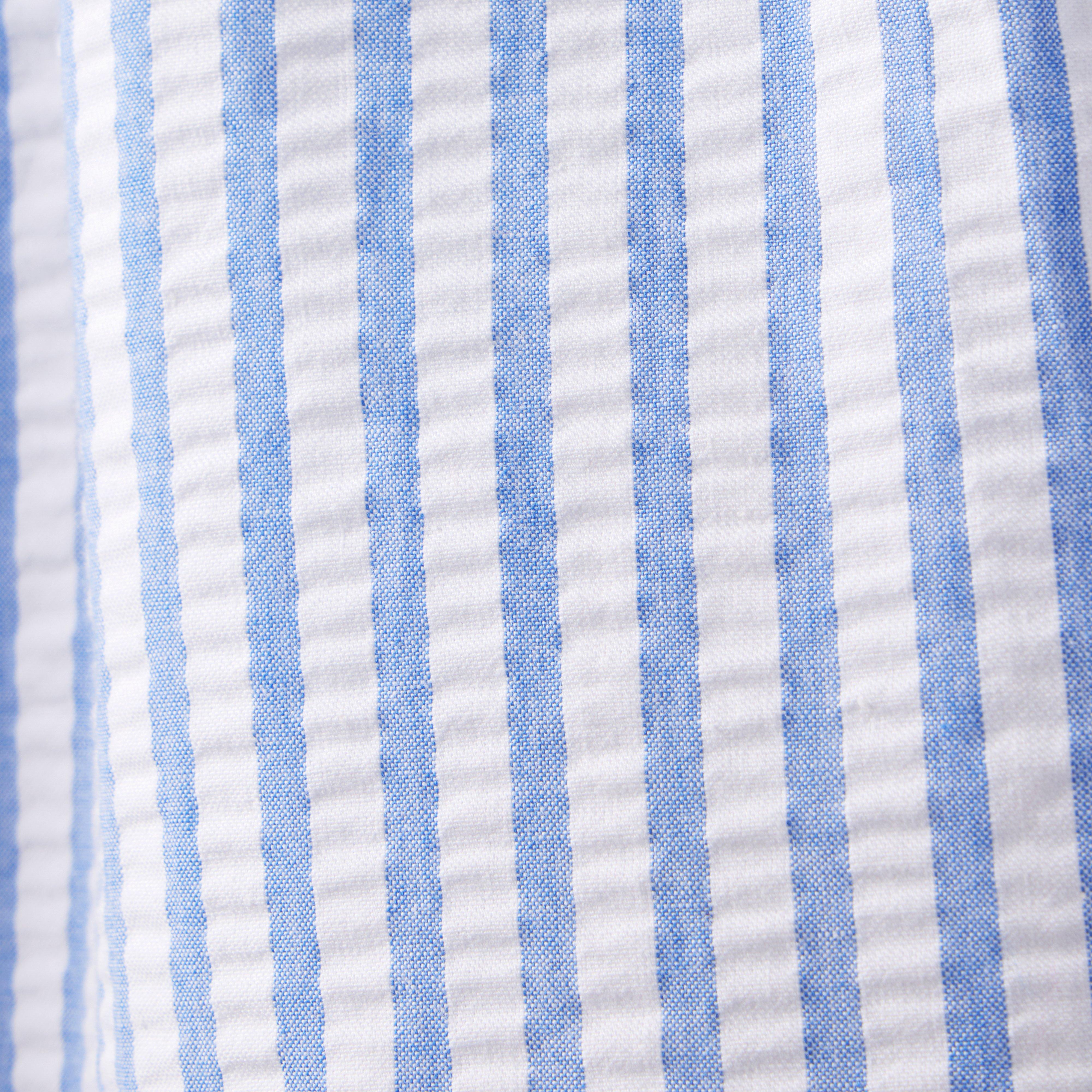 Striped Seersucker Puff Sleeve Dress