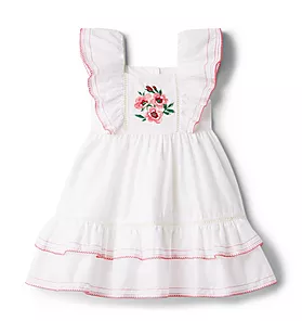 Embroidered Floral Ruffle Dress