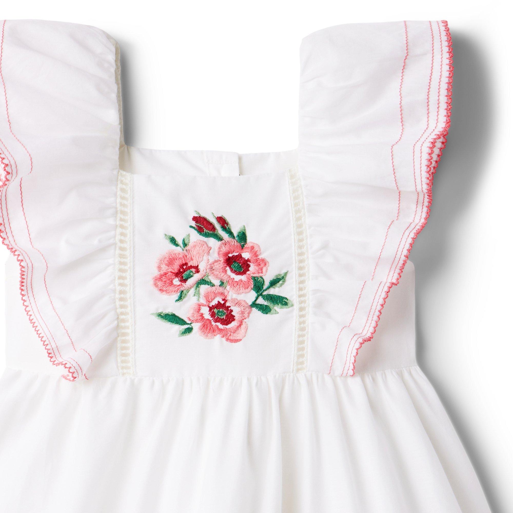 Embroidered Floral Ruffle Dress image number 3