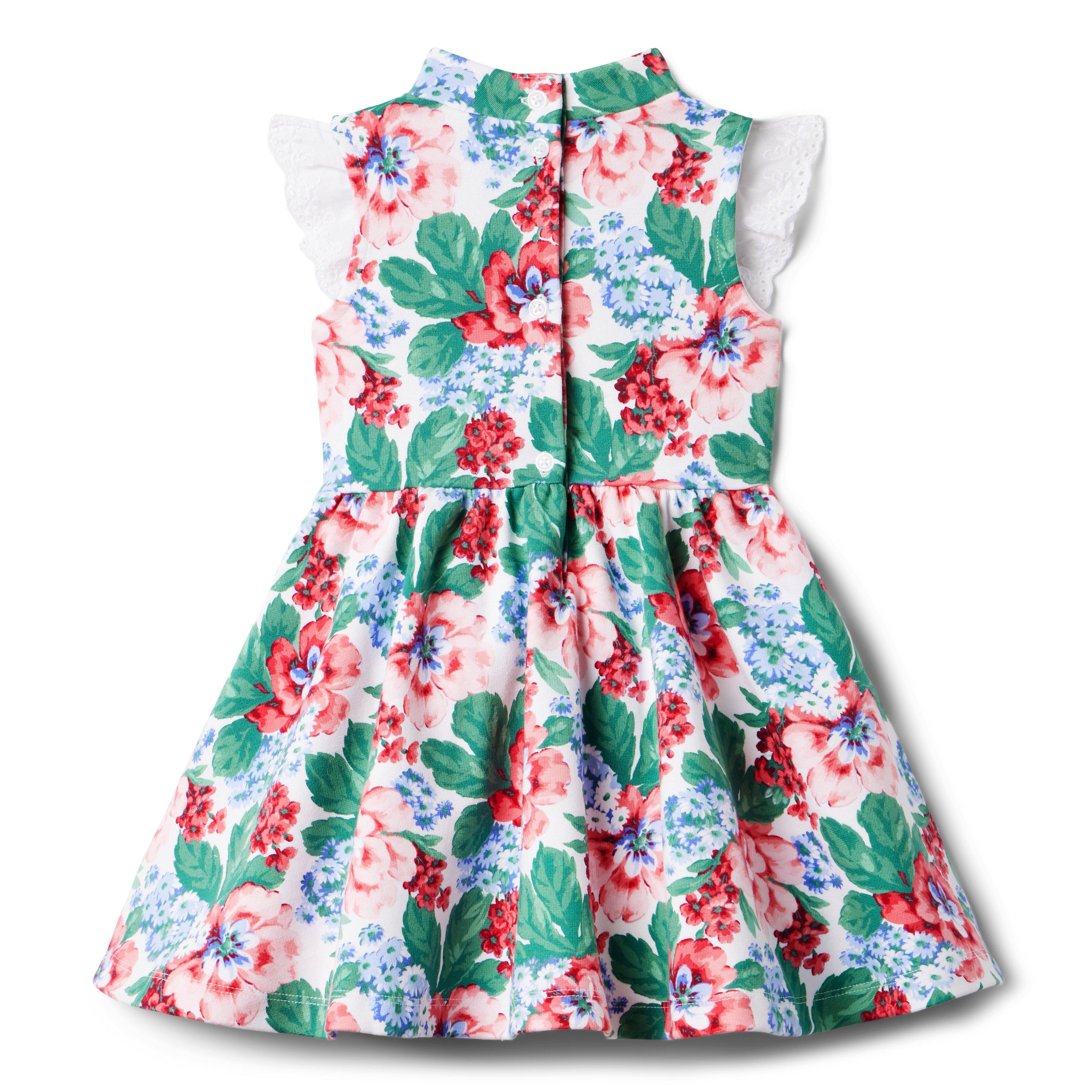 Floral Eyelet Ruffle Ponte Dress image number 1