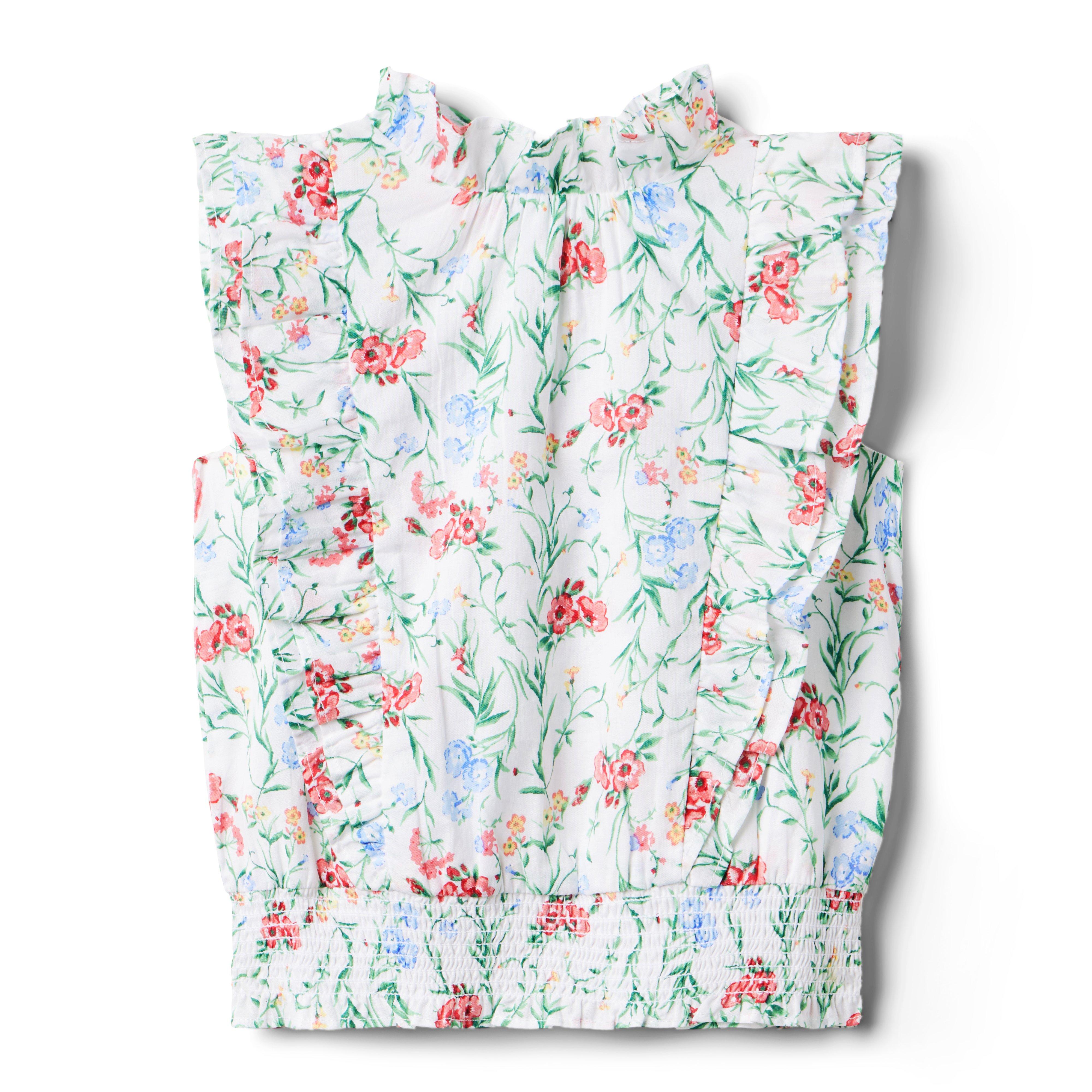 Floral Ruffle Cropped Top  image number 0