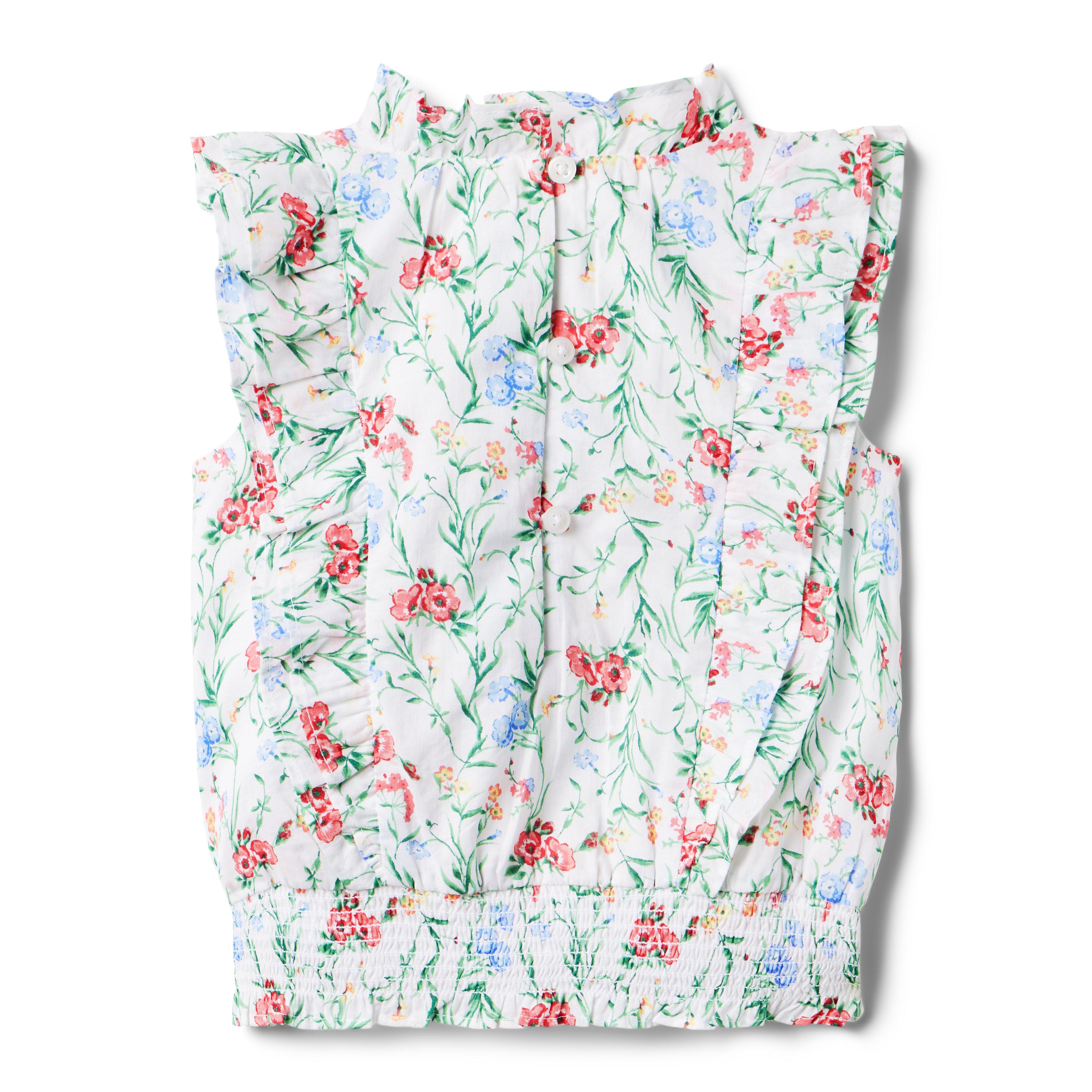 Floral Ruffle Cropped Top  image number 1