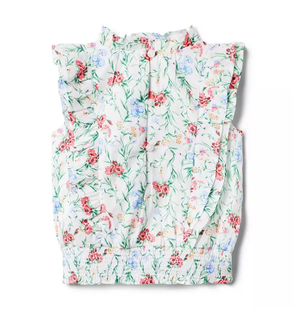 Floral Ruffle Cropped Top  image number 1