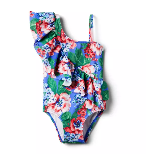 Recycled Floral Ruffle Shoulder Swimsuit image number 0