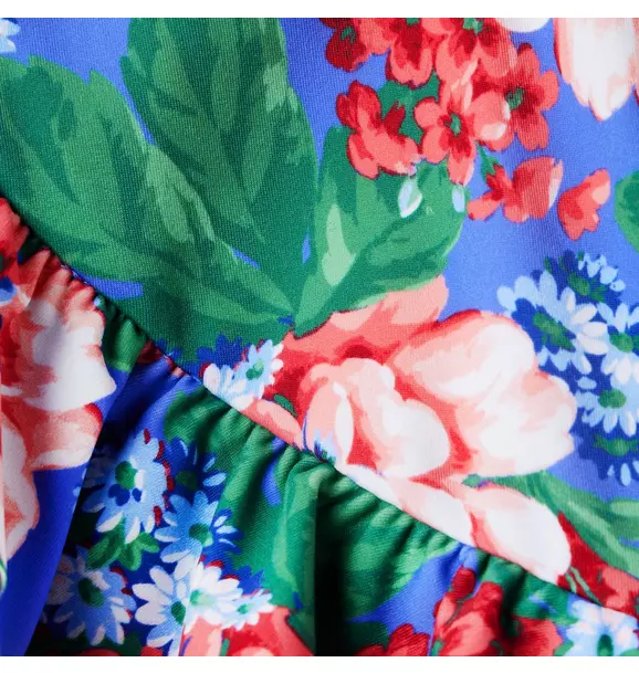 Recycled Floral Ruffle Shoulder Swimsuit image number 2