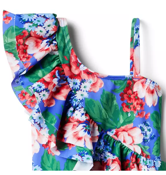 Recycled Floral Ruffle Shoulder Swimsuit image number 3