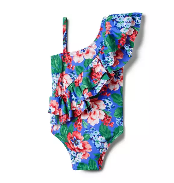 Recycled Floral Ruffle Shoulder Swimsuit image number 1