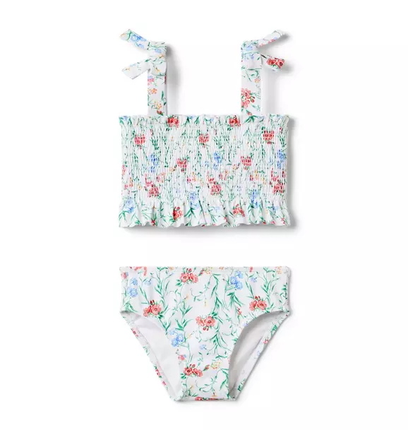 Recycled Floral Smocked 2-Piece Swimsuit image number 0
