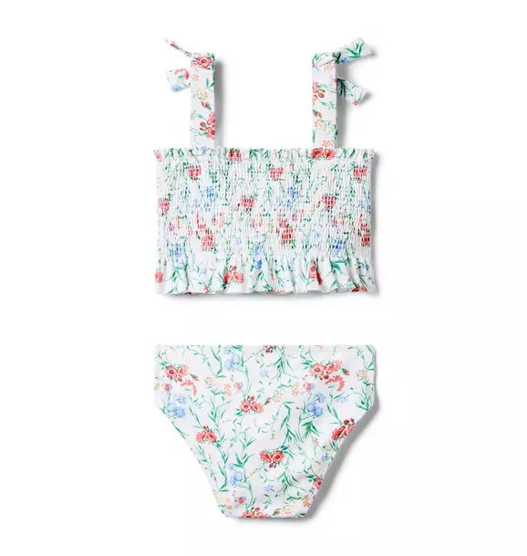 Recycled Floral Smocked 2-Piece Swimsuit image number 1