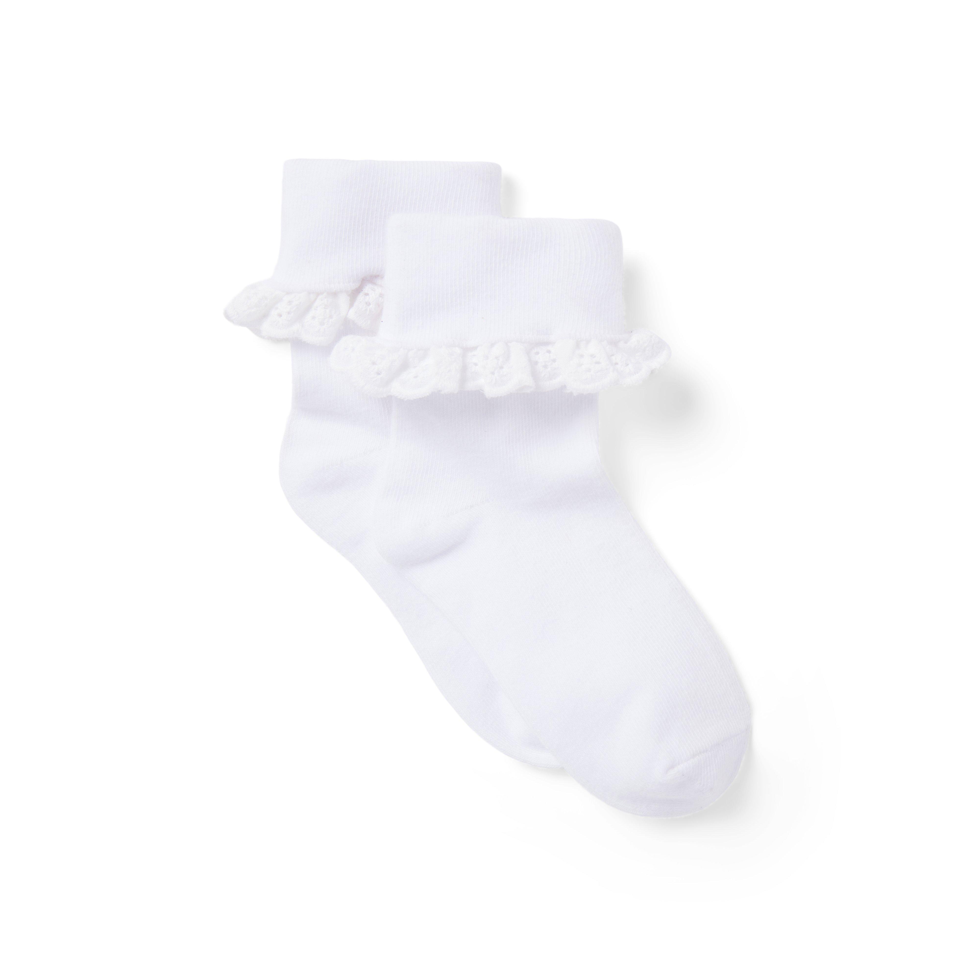 John Galt White Ruffle Socks