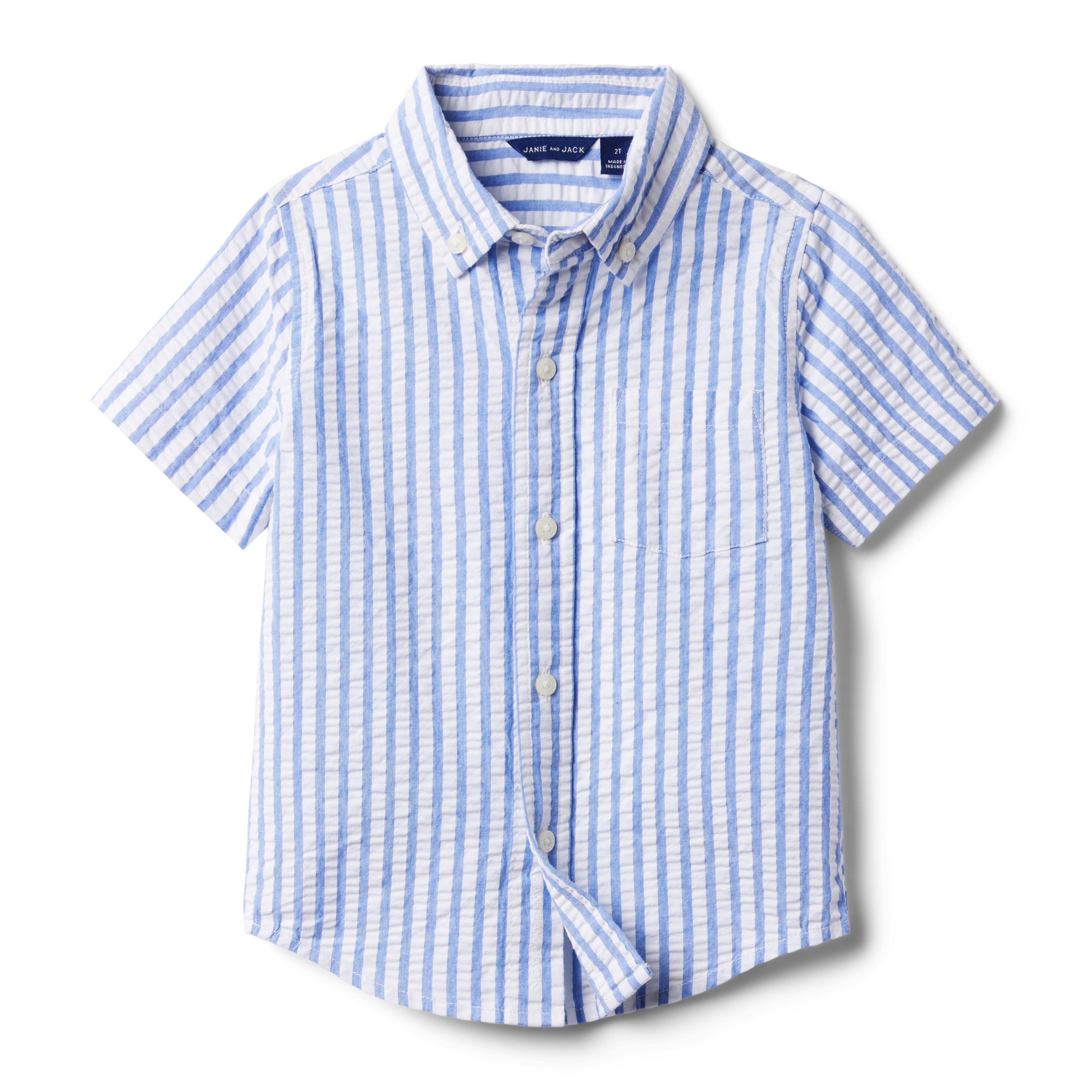 Belati Light Blue Striped Seersucker Shirt – Panda and Cub