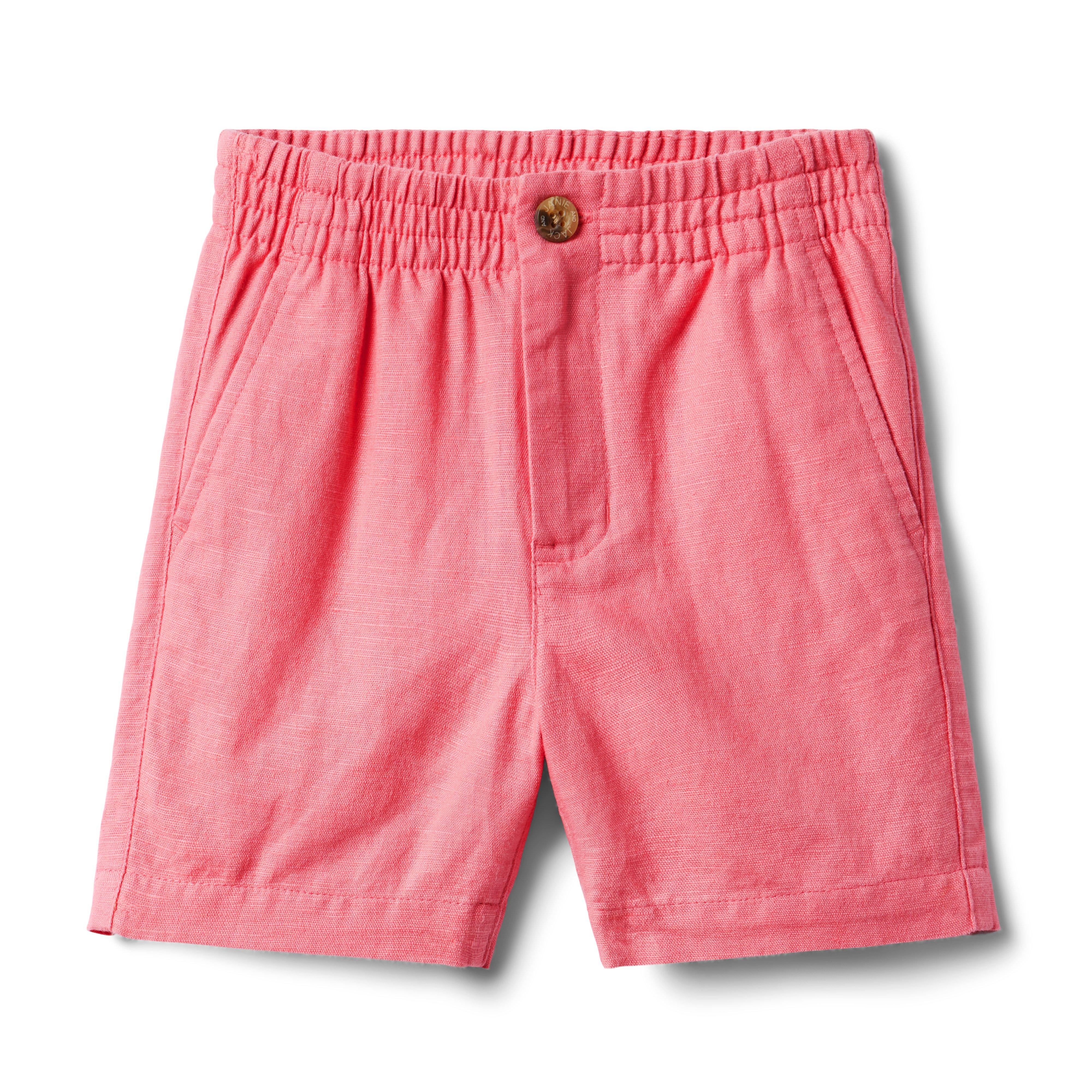 Boy Pink Coral Linen-Cotton Pull-On Short by Janie and Jack