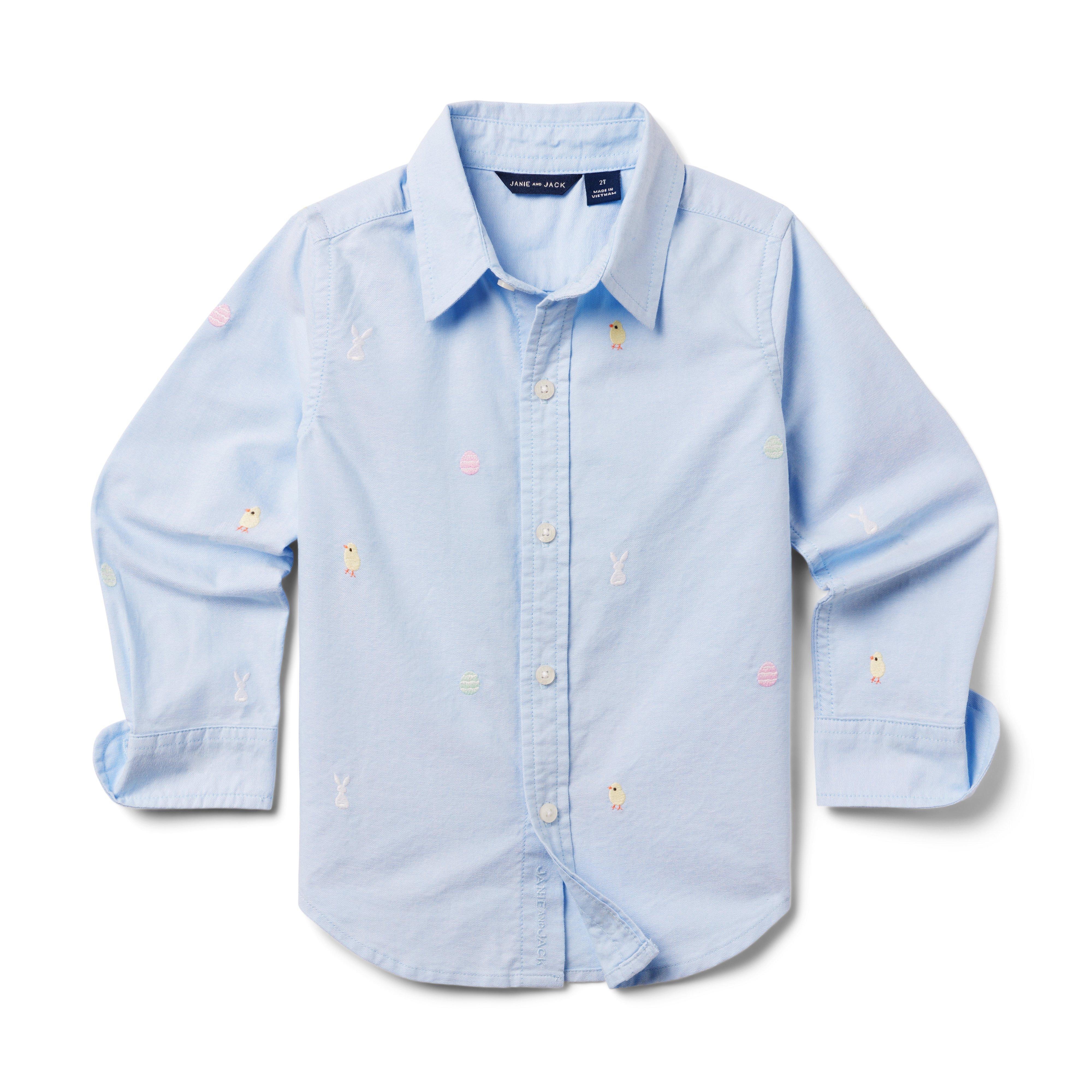 Boy Colombo Blue Bunny The Embroidered Oxford Shirt by Janie and Jack