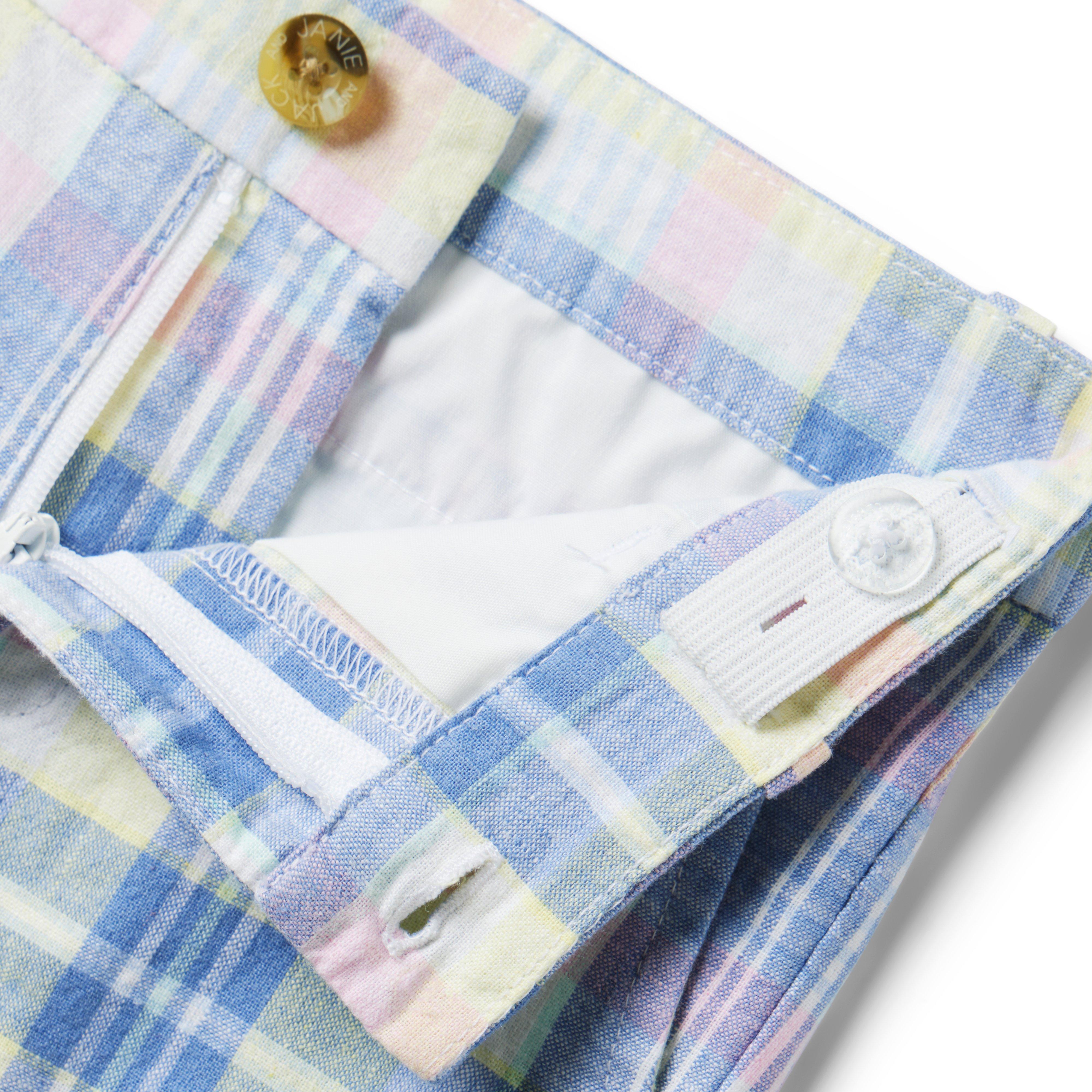 Plaid Linen-Cotton Short