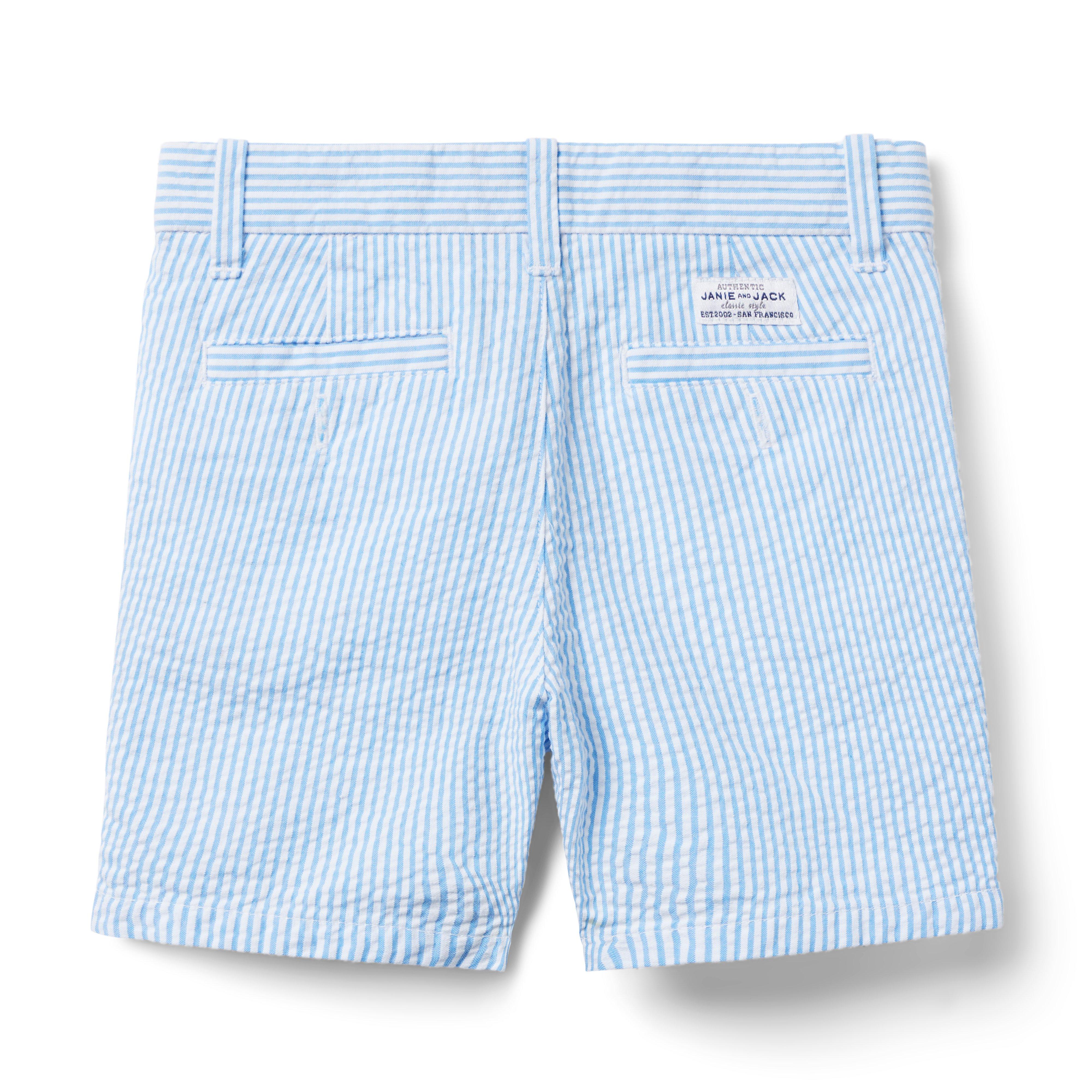 Off-White & Blue Striped Pyjama Shorts