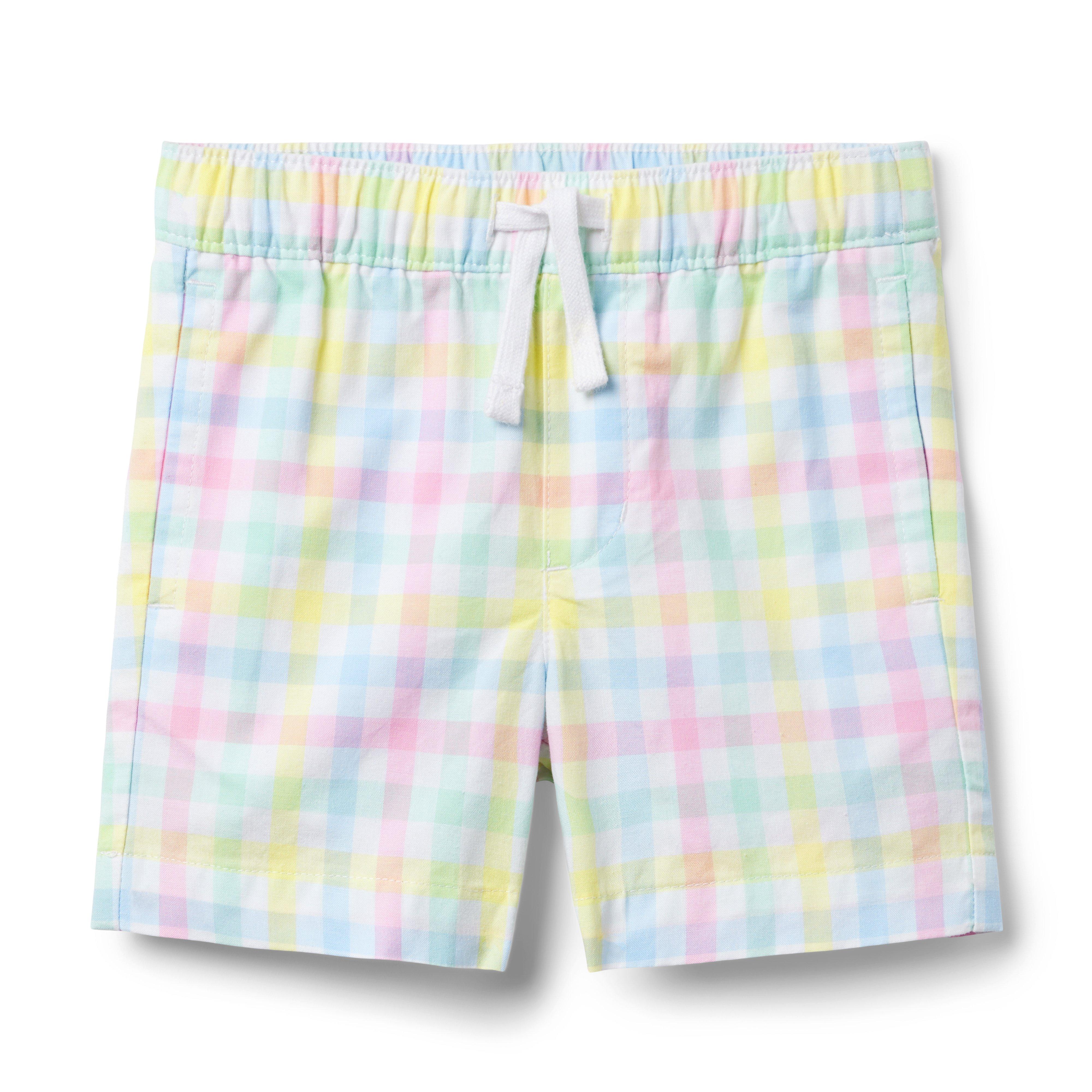 Gingham Poplin Pull-On Short