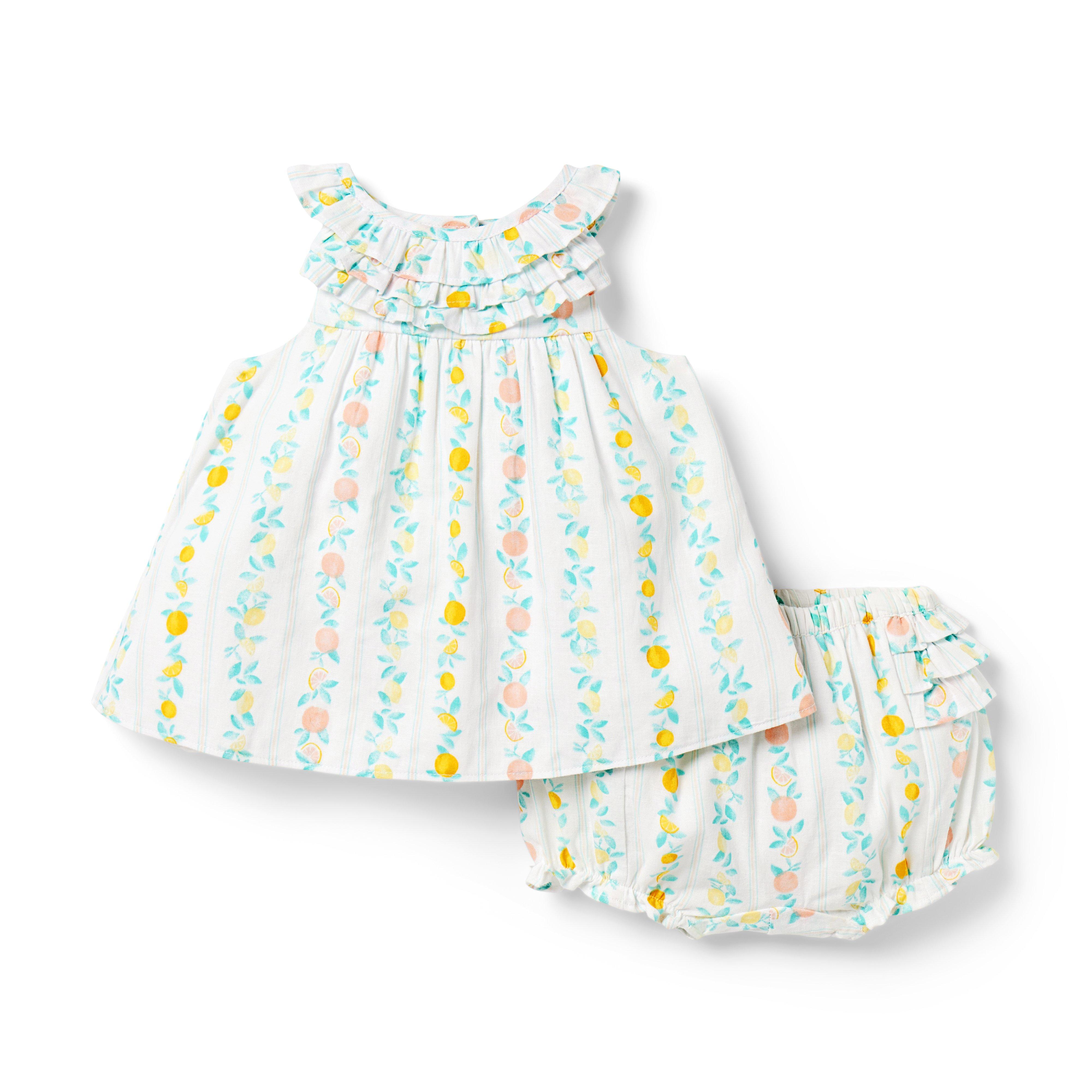 Baby Citrus Stripe Linen-Cotton Matching Set