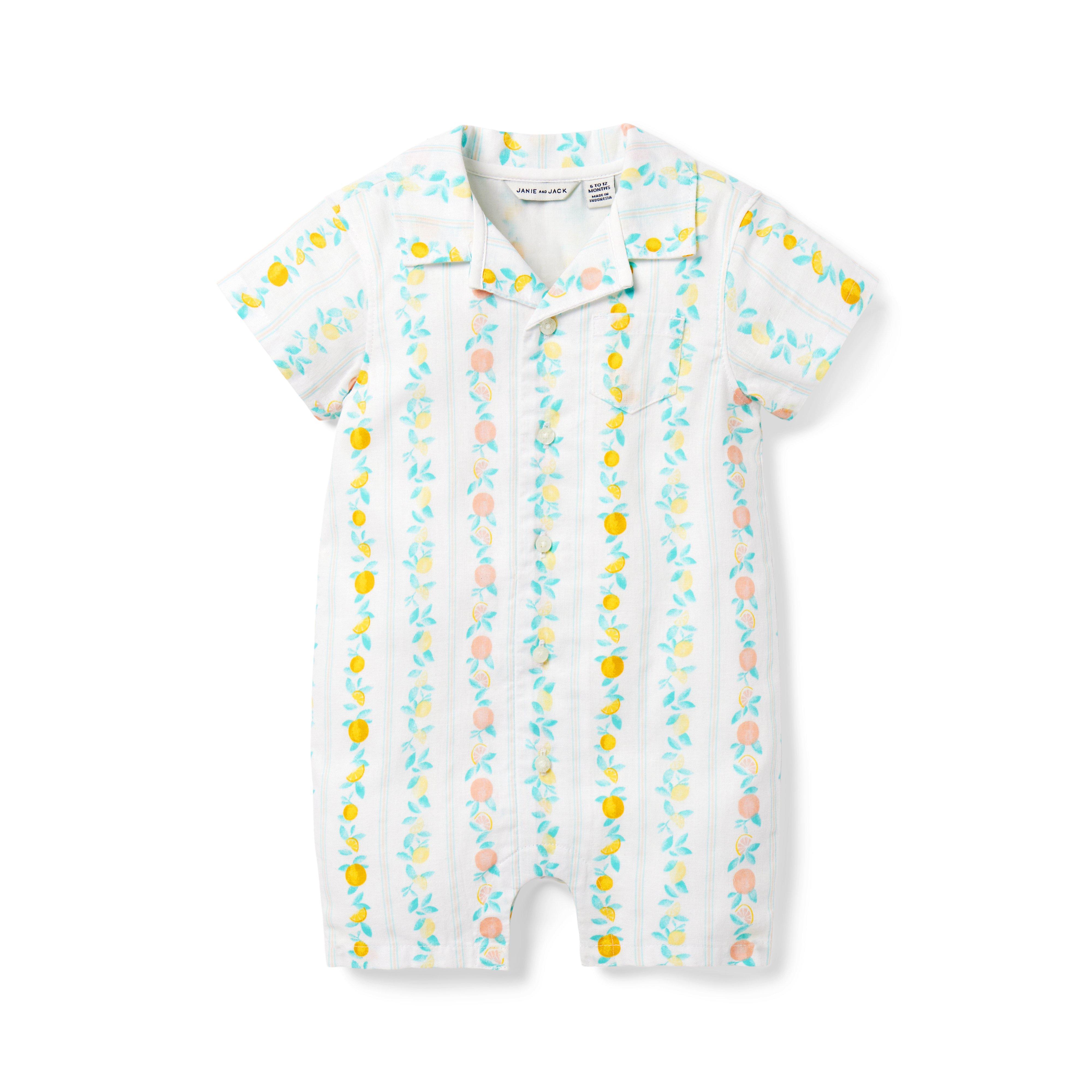 Baby Citrus Stripe Linen Romper image number 0