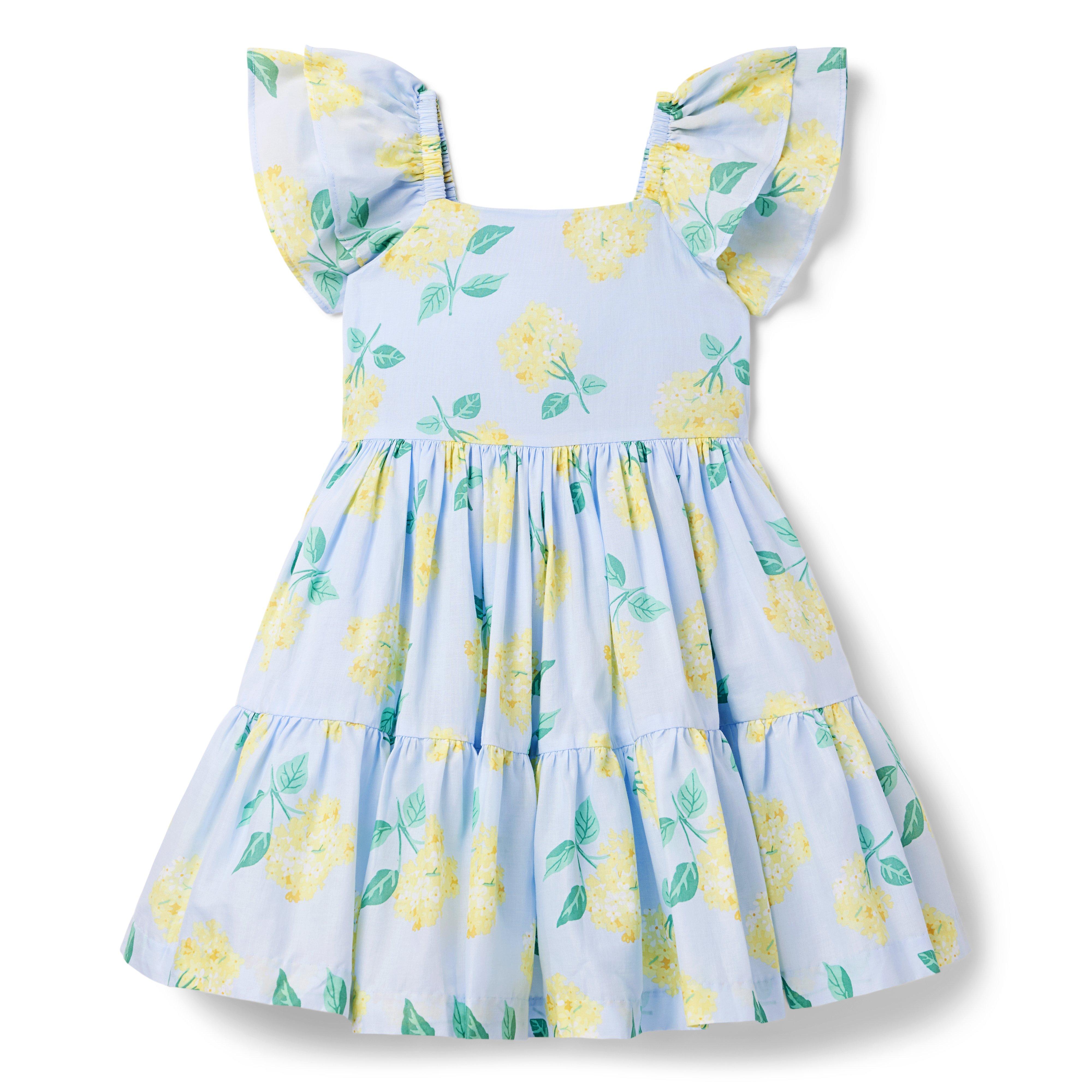 Girl Unicorn Blue Floral Floral Flutter Sleeve Dress by Janie and Jack