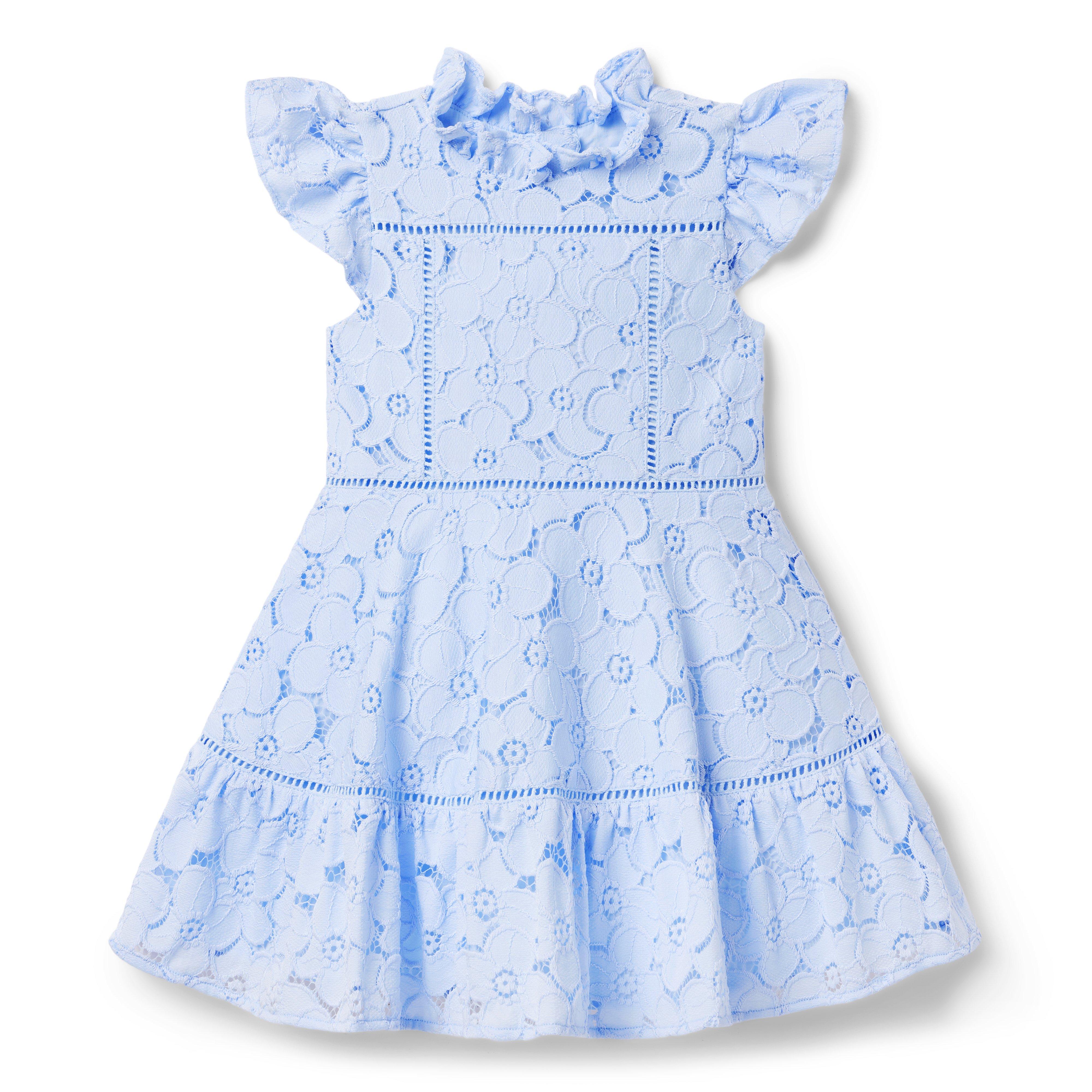 Girl Unicorn Blue Floral Lace Ruffle Dress by Janie and Jack