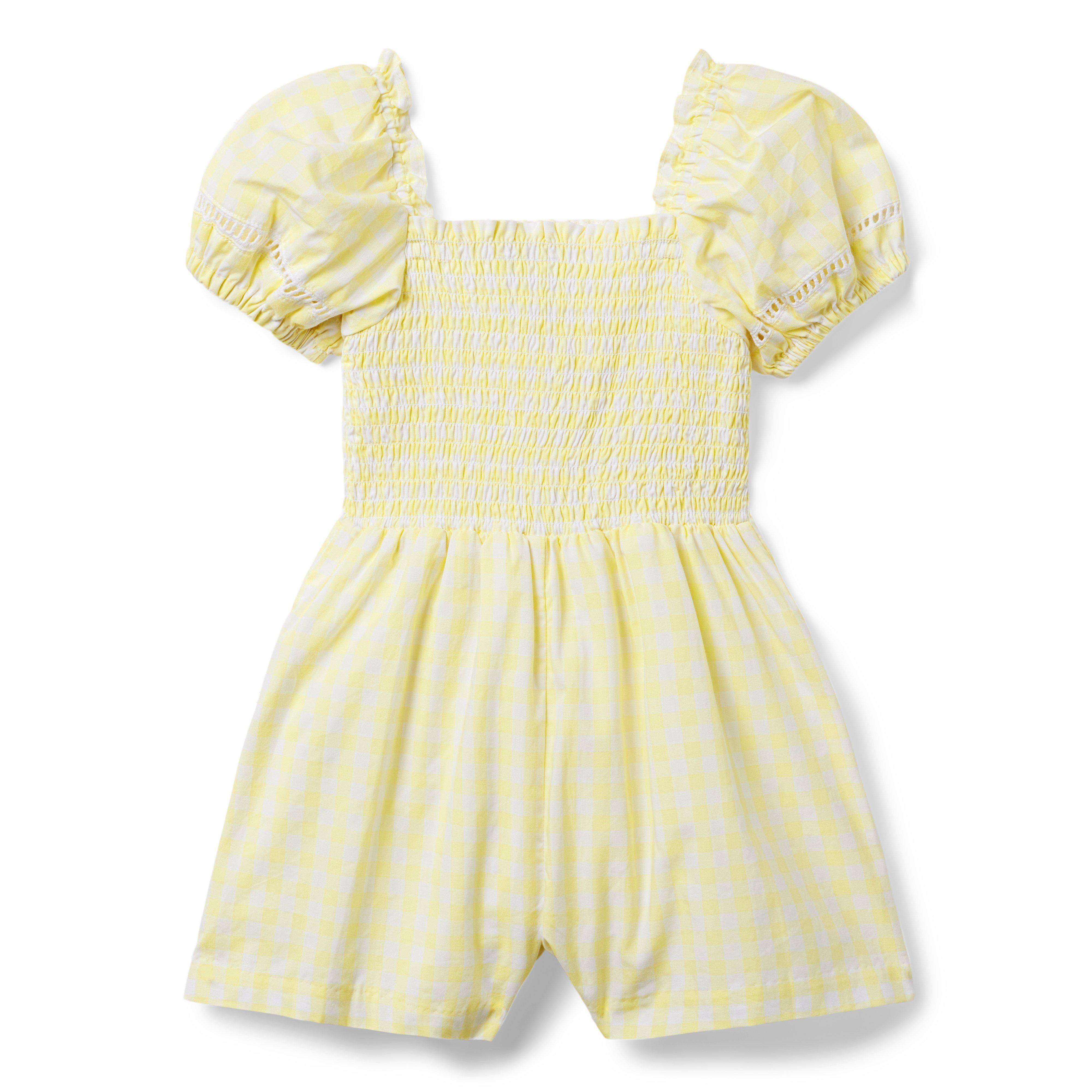 Gingham Smocked Romper image number 1